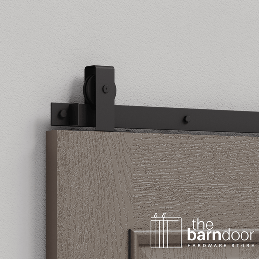 Matte Black Flat Top Top Mount Heavy Duty Single Track Barn Door Hardware