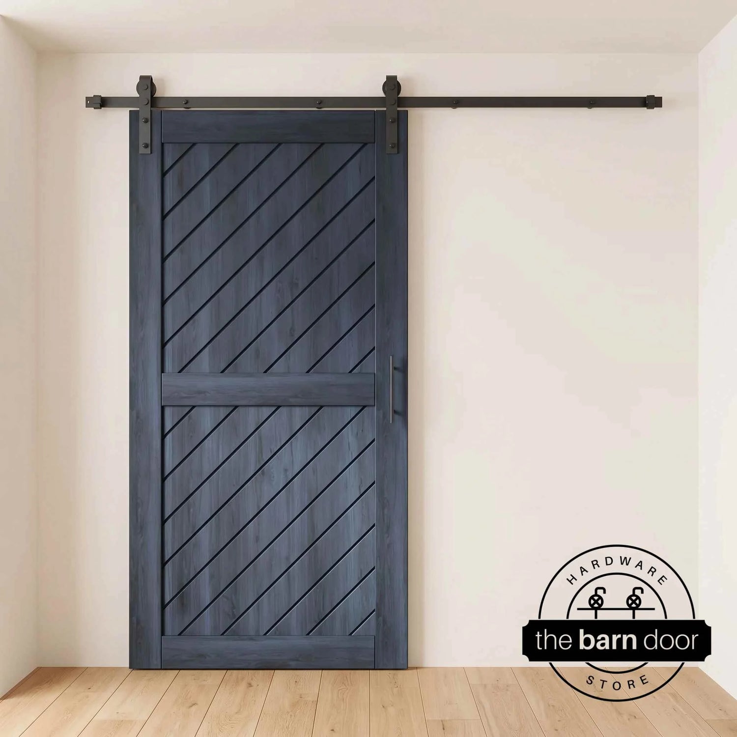 Navy Slanted Barn Door