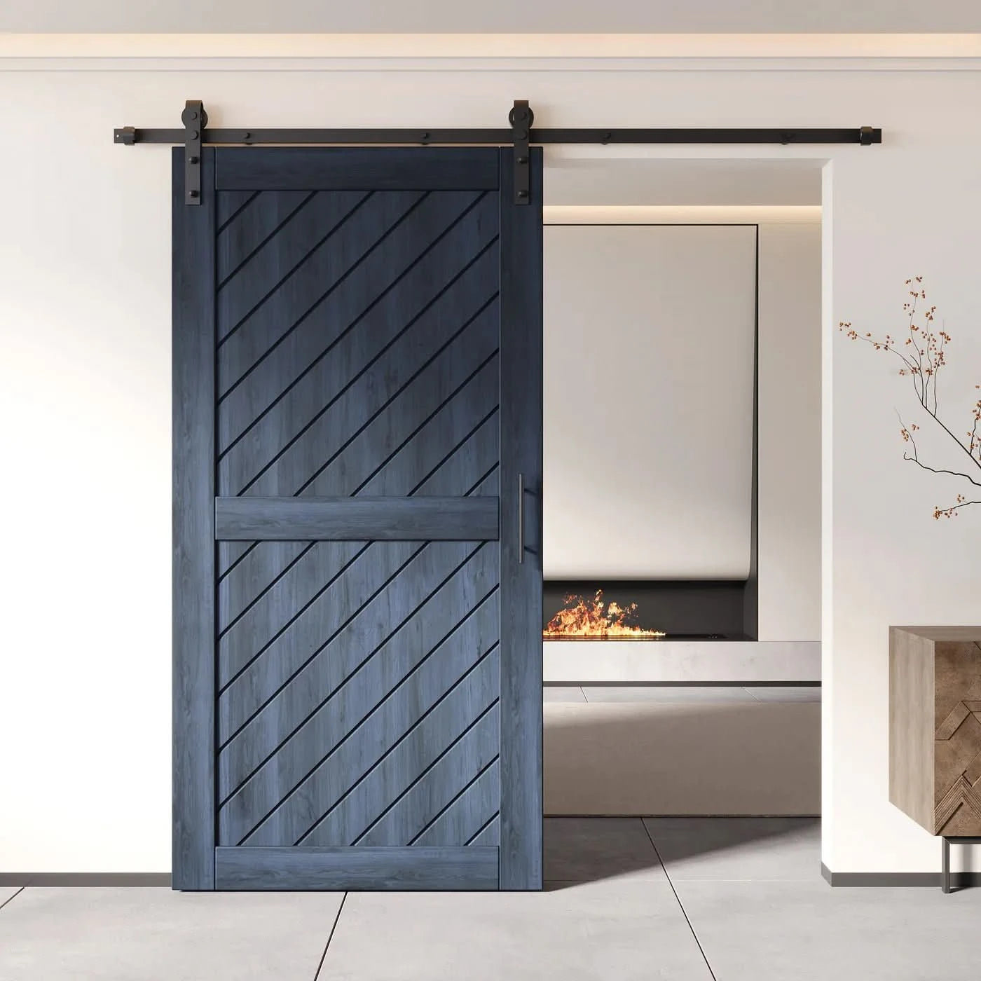 Navy Slanted Barn Door