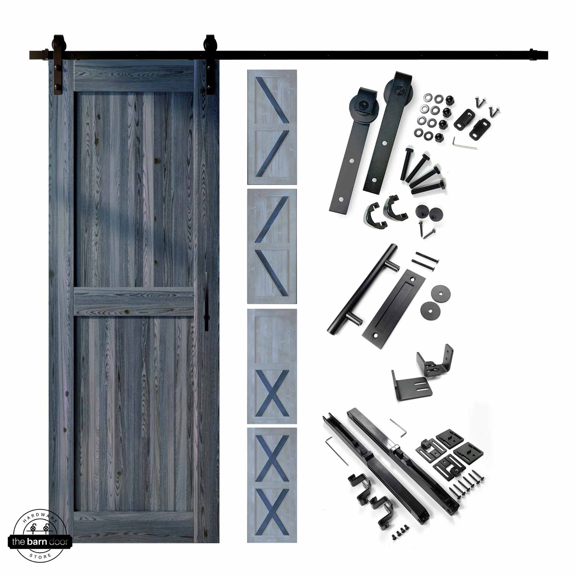 Navy Barn Door with Classic Single Track Barn Door Kit by TBDHS