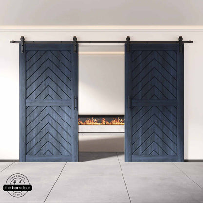 Navy Fishbone Double Barn Door by TBDHS