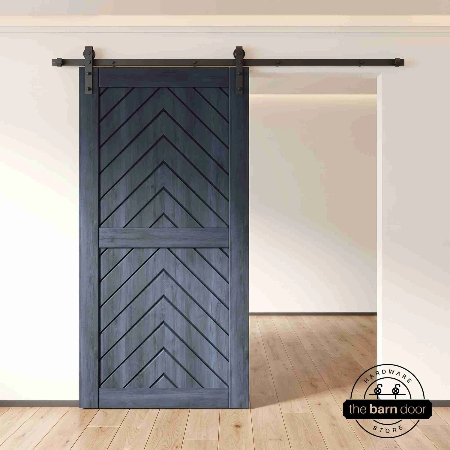 Navy Fishbone Barn Door