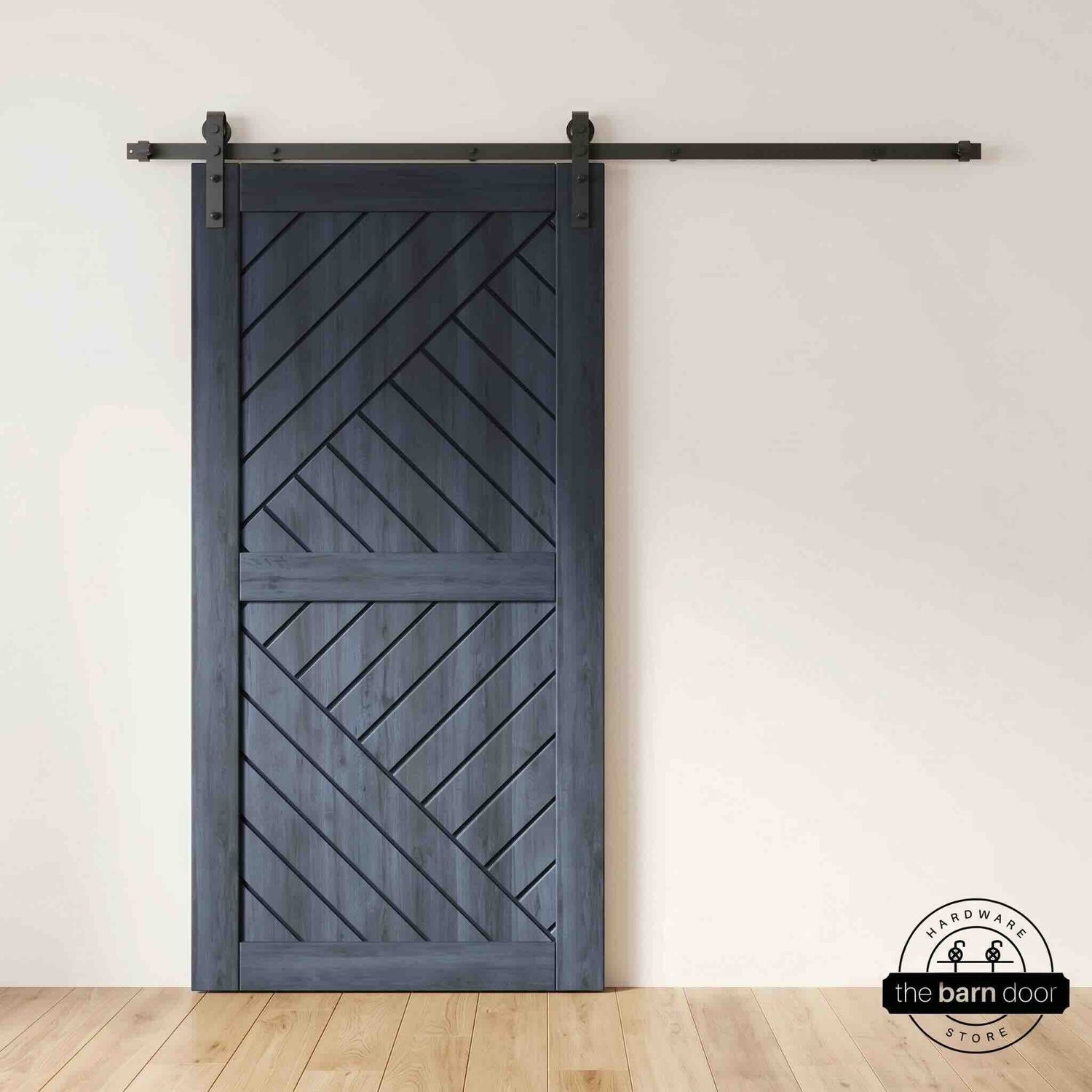 Navy Patterned Barn Door