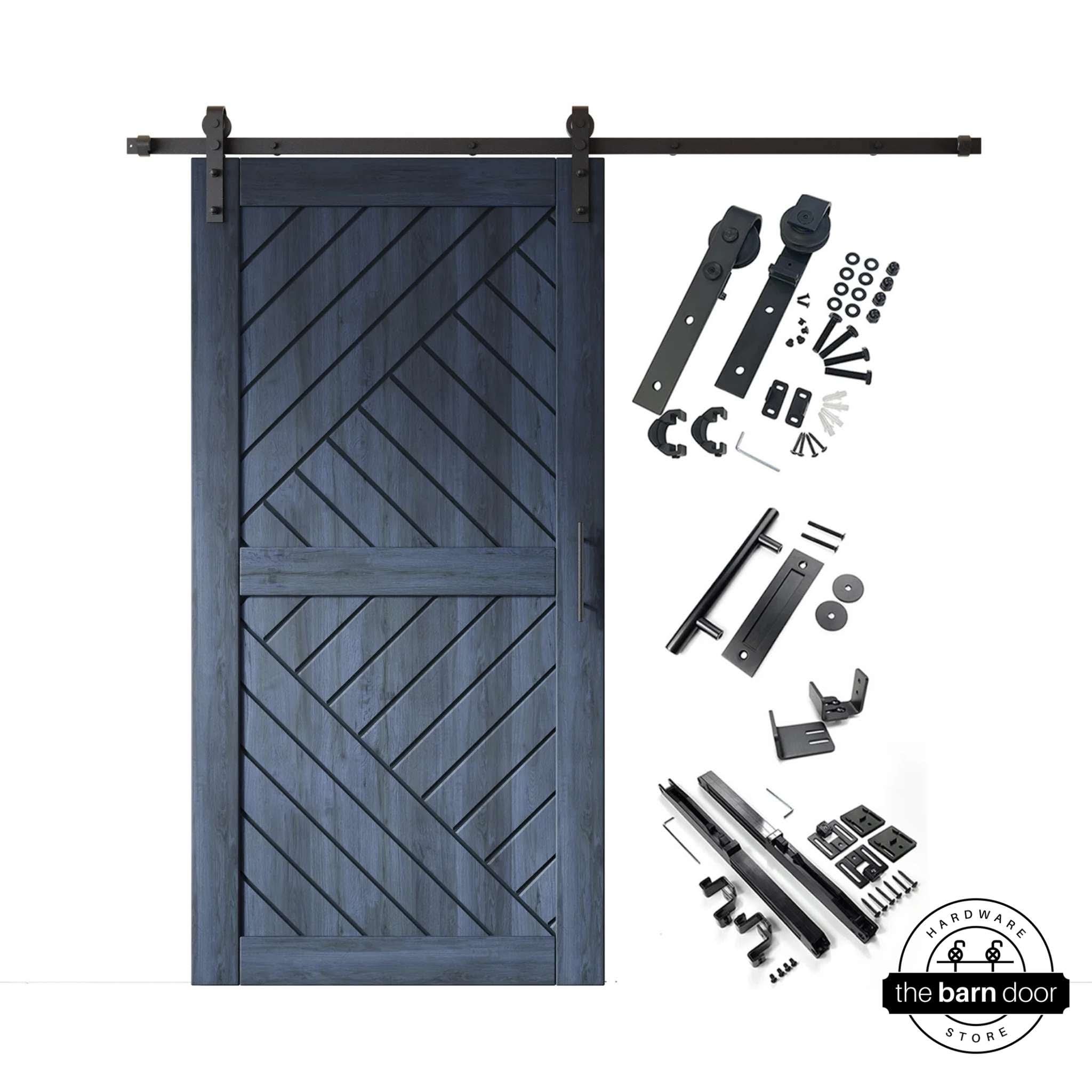 Navy Patterned Single Barn Door Kit