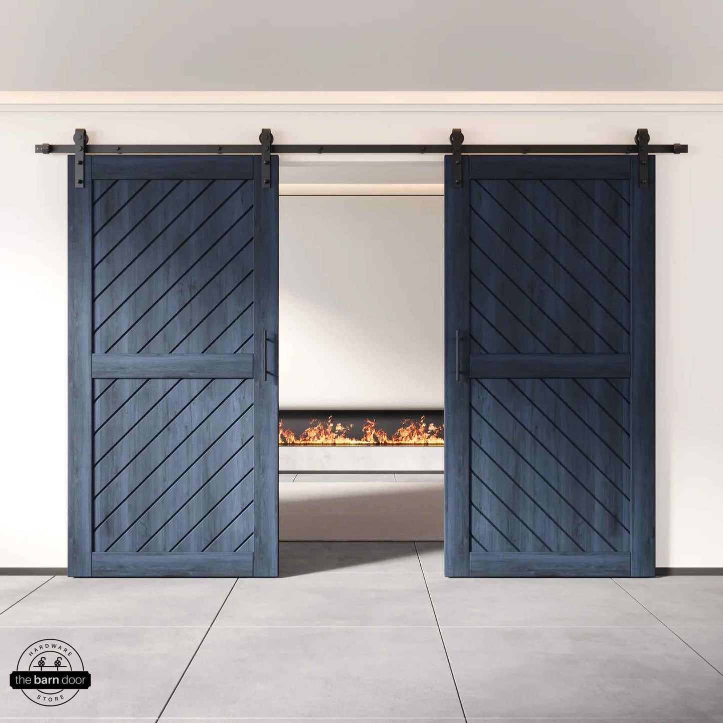 Navy Slanted Double Barn Door