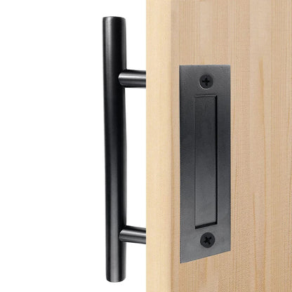 Black Barn Door Handle and Flush Pull