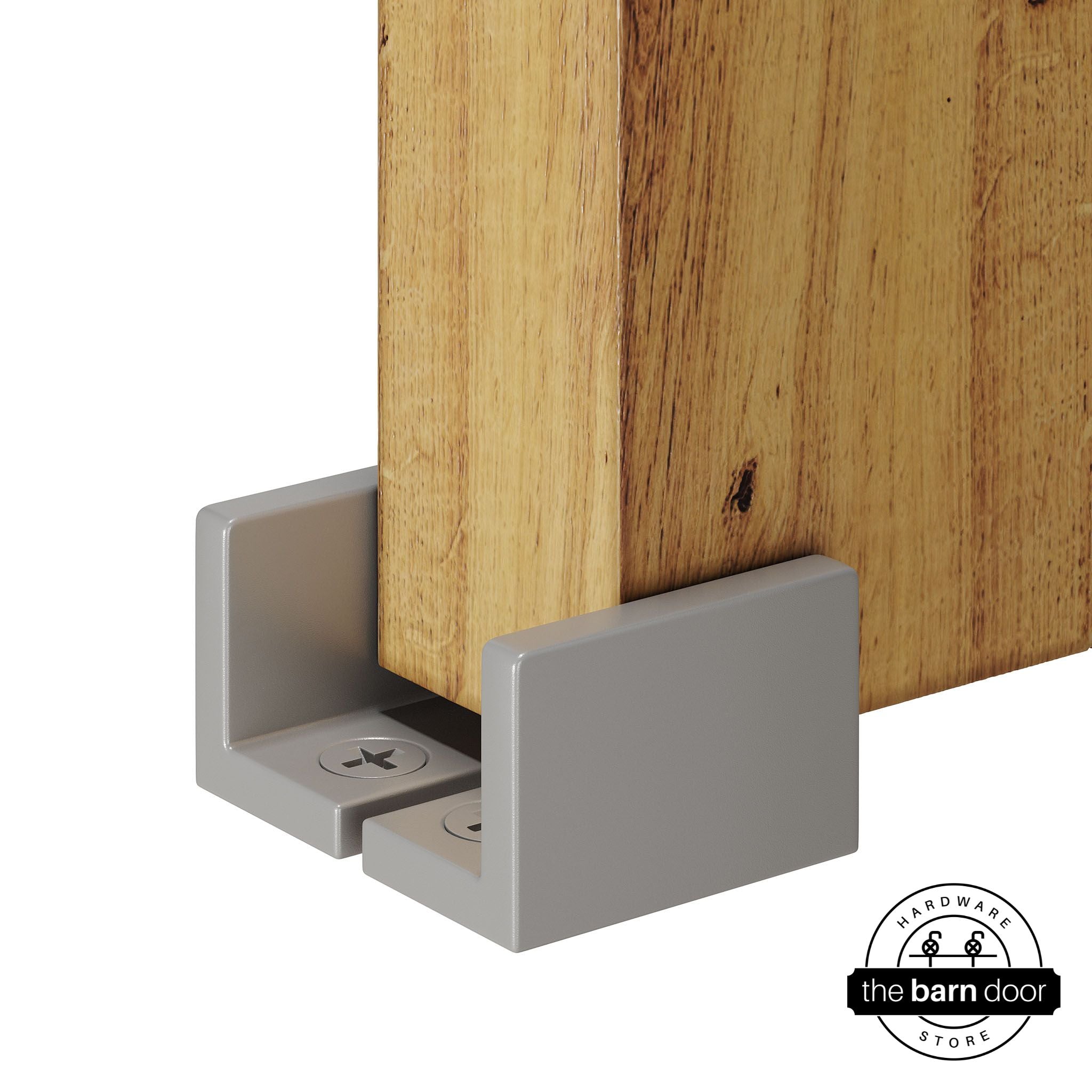 PC Chrome barn door hardware adjustable u floor guide on a wooden door