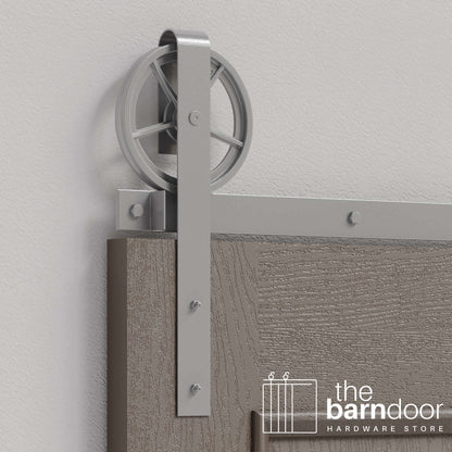 PC Chrome Wagon Wheel Heavy Duty Single Track Barn Door Hardware