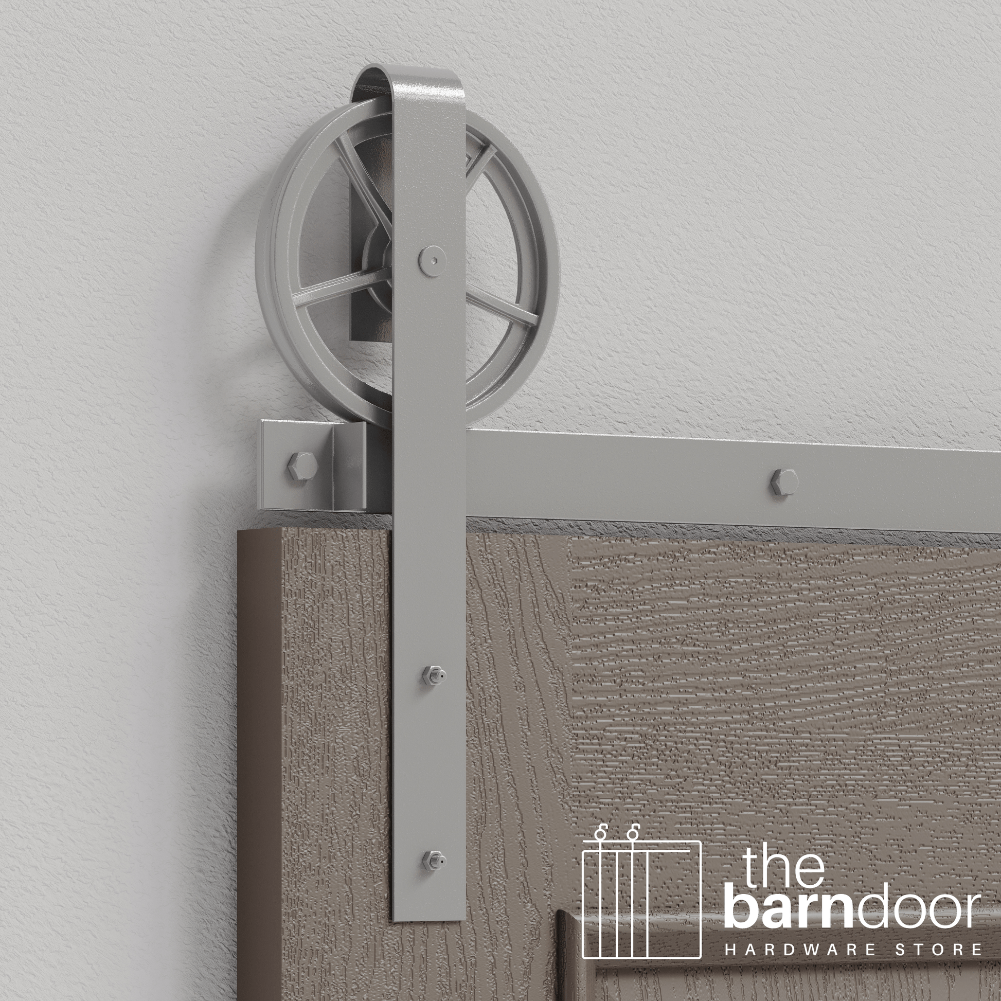PC Chrome Wagon Wheel Heavy Duty Single Track Barn Door Hardware