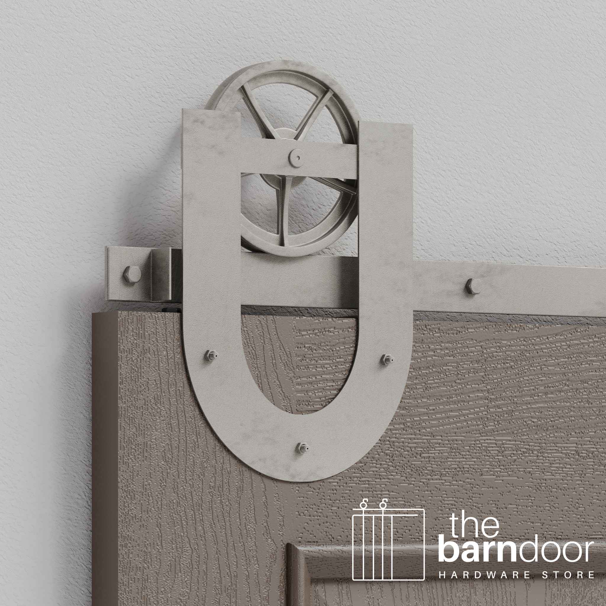 Raw Steel Horseshoe Wagon Wheel Heavy Duty Single Track Barn Door Hardware