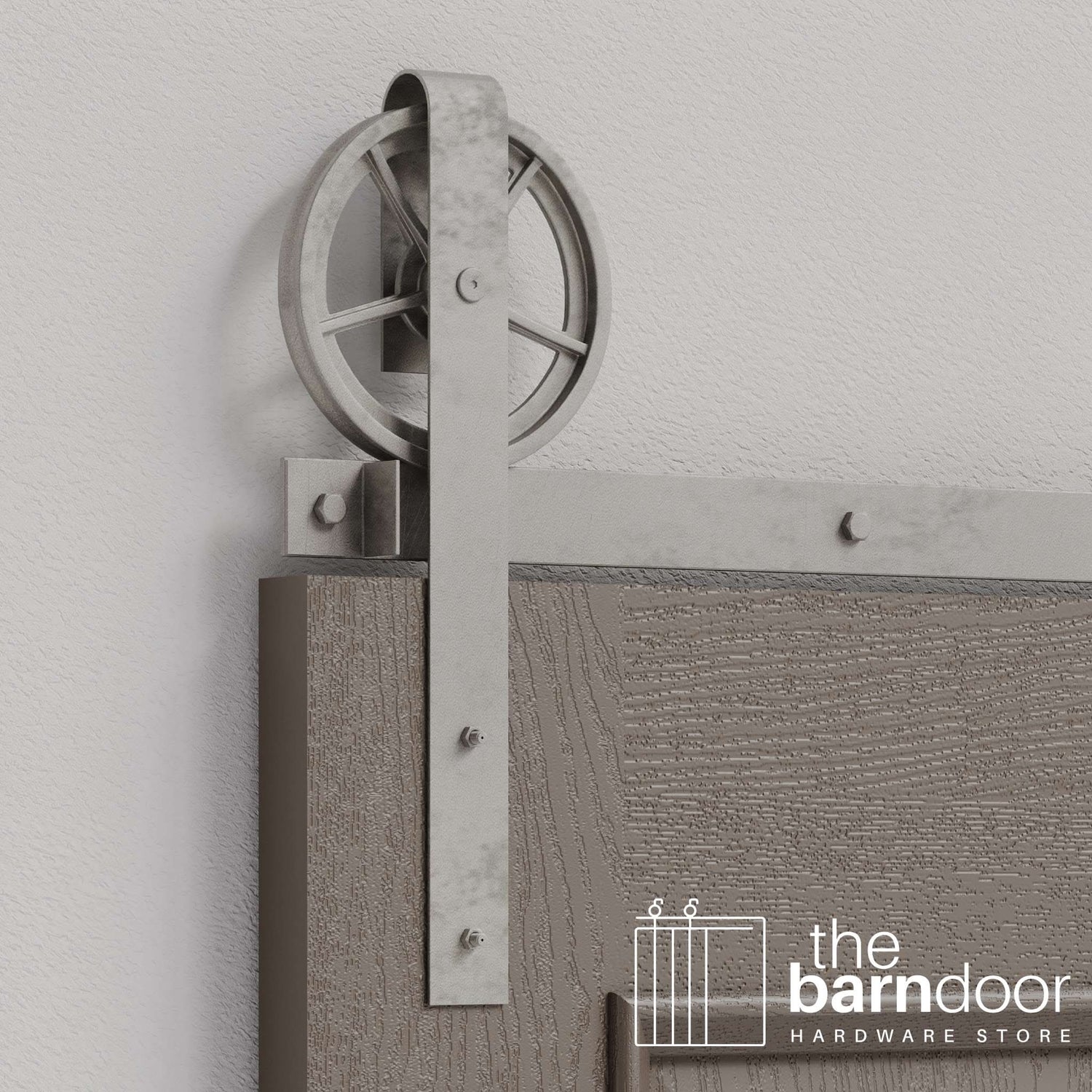 Raw Steel Wagon Wheel Heavy Duty Single Track Barn Door Hardware