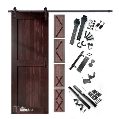 Red Mahogany Barn Door with Classic Single Track Barn Door Kit by TBDHS