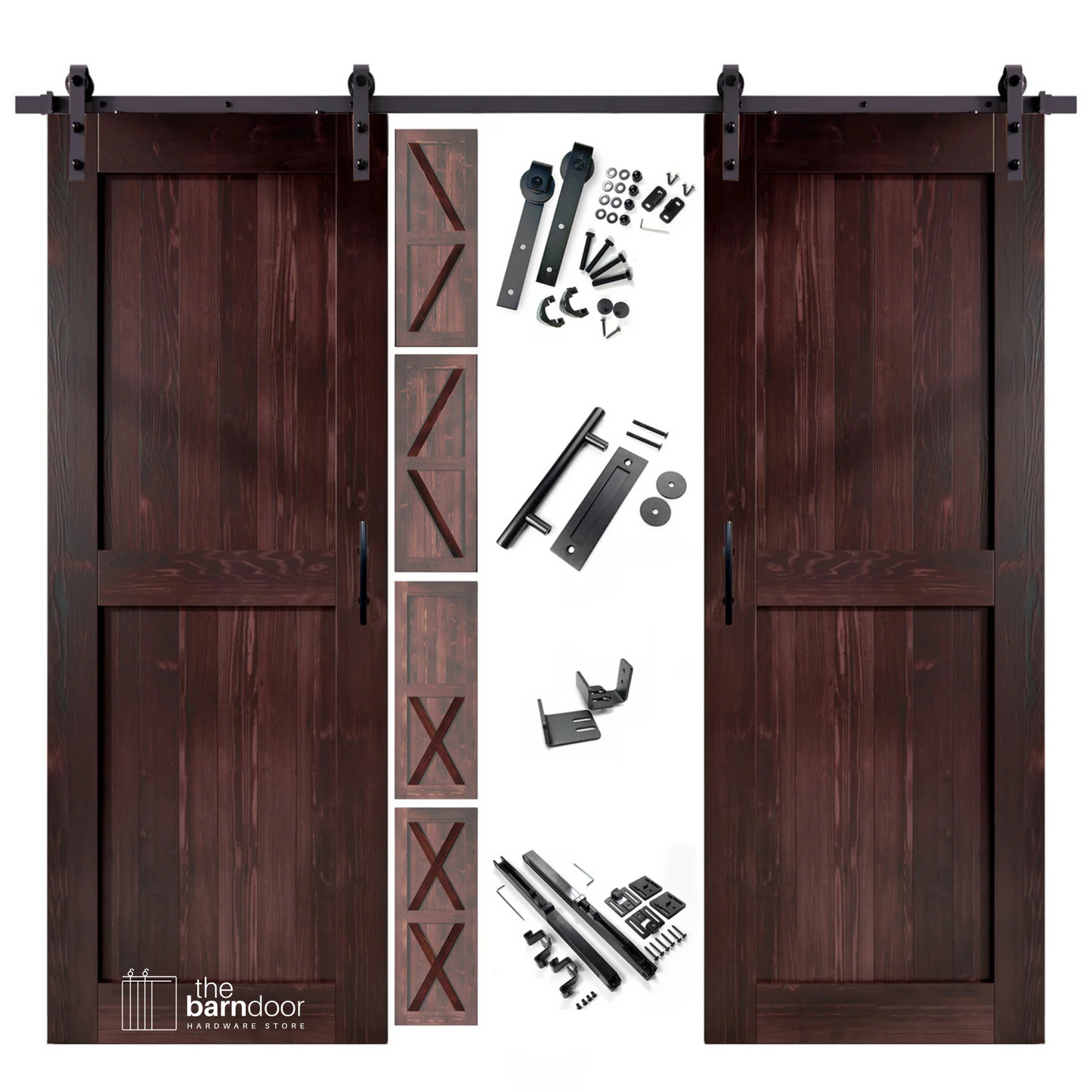 Red Mahogany Classic Double Barn Door Kit by TBDHS