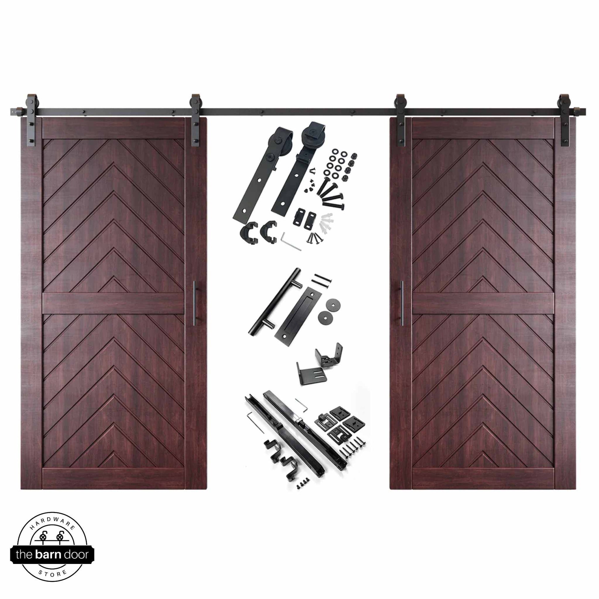 Red Mahogany Fishbone Double Barn Door Kit by TBDHS