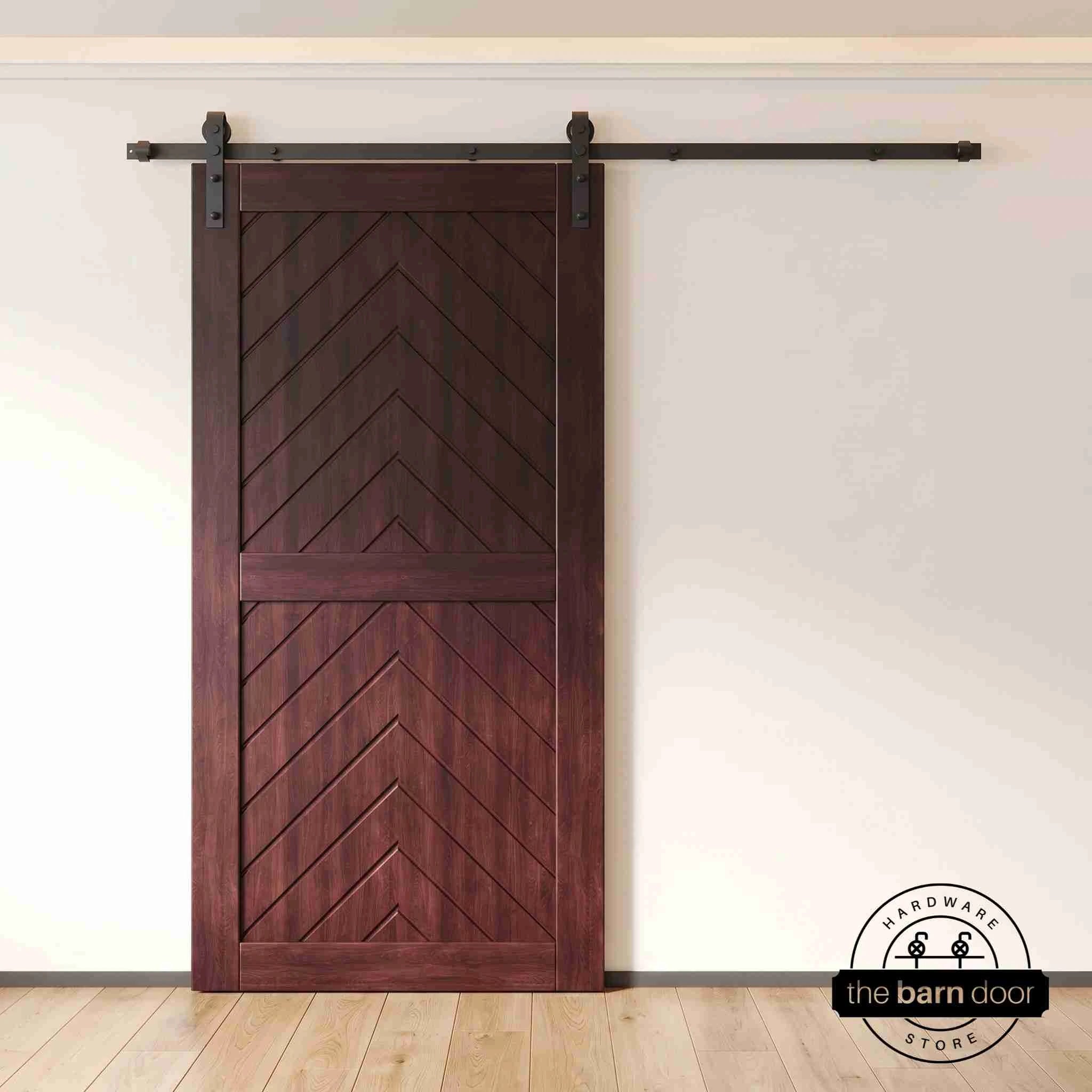 Red Mahogany Fishbone Barn Door