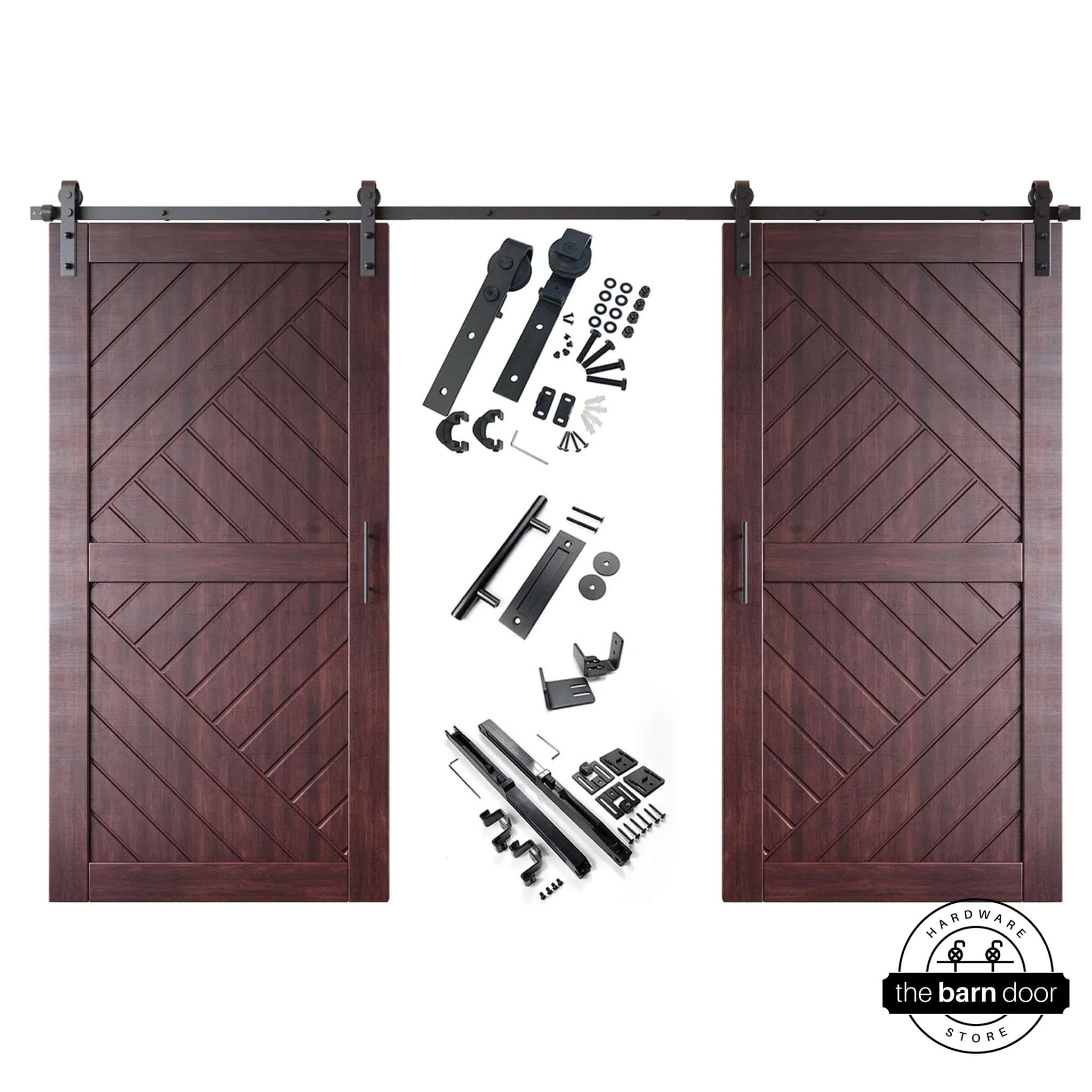 Red Mahogany Patterned Double Barn Door Kit