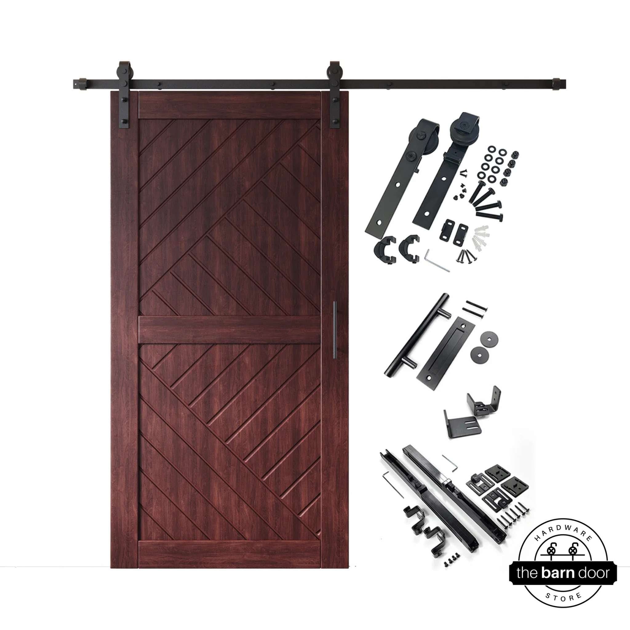 Red Mahogany Patterned Single Barn Door Kit
