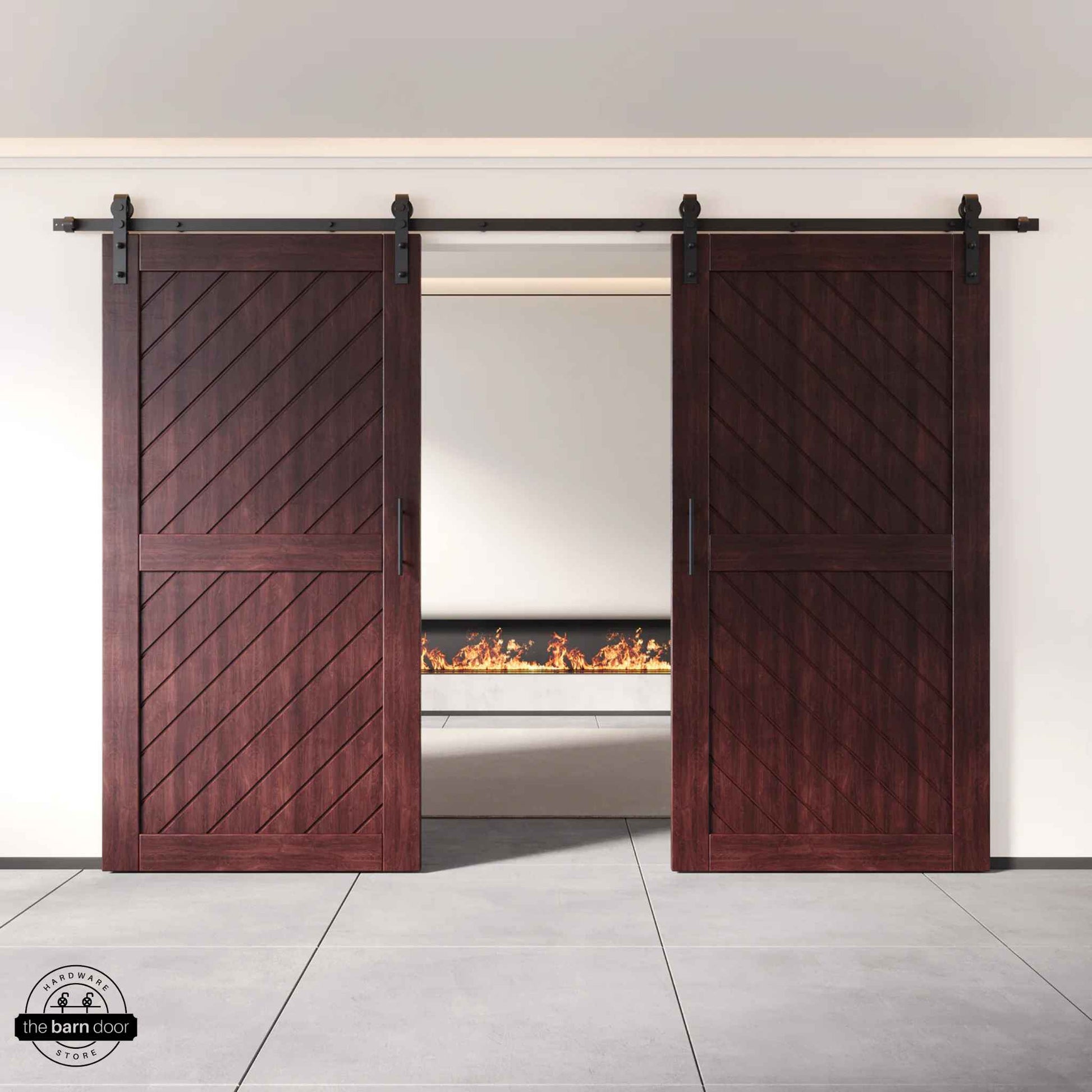 Red Mahogany Slanted Double Barn Door