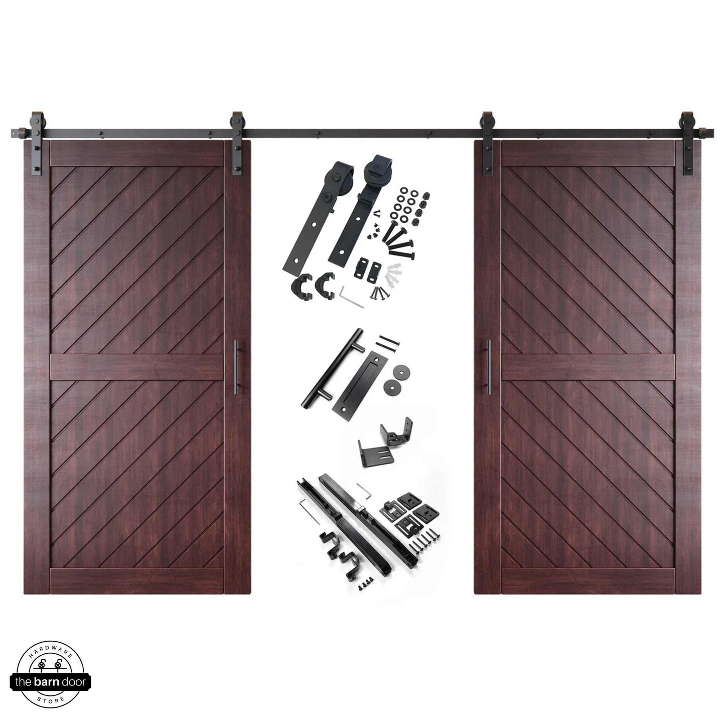 Red Mahogany Slanted Double Barn Door Kit