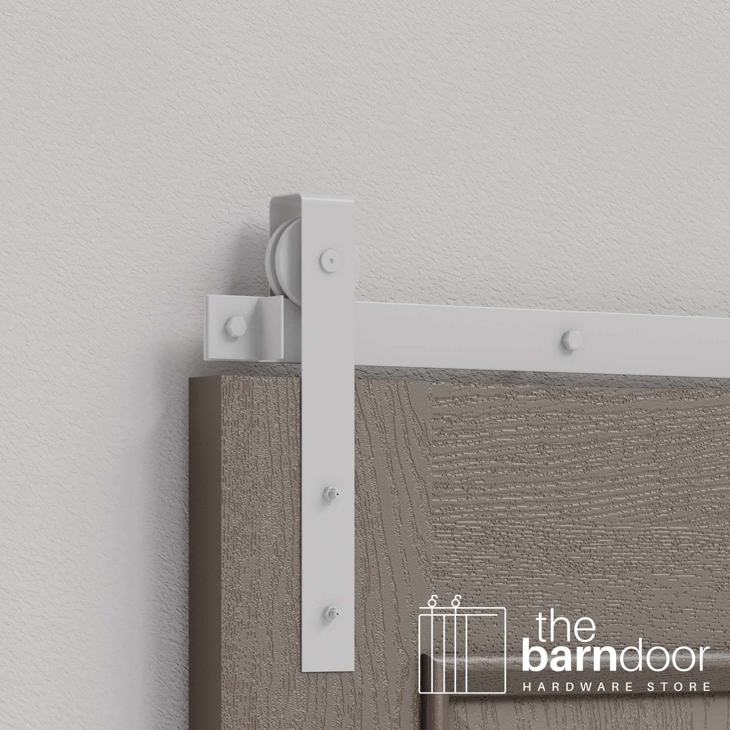 Rocket White Flat Top Strap Heavy Duty Single Track Barn Door Hardware