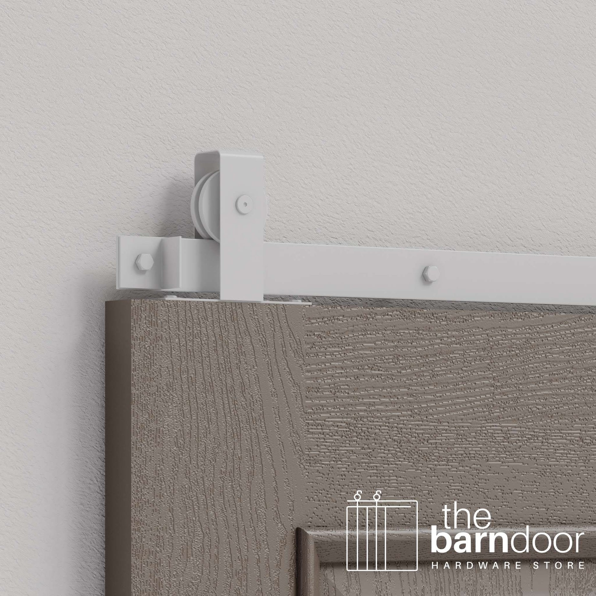 Rocket White Flat Top Top Mount Heavy Duty Single Track Barn Door Hardware