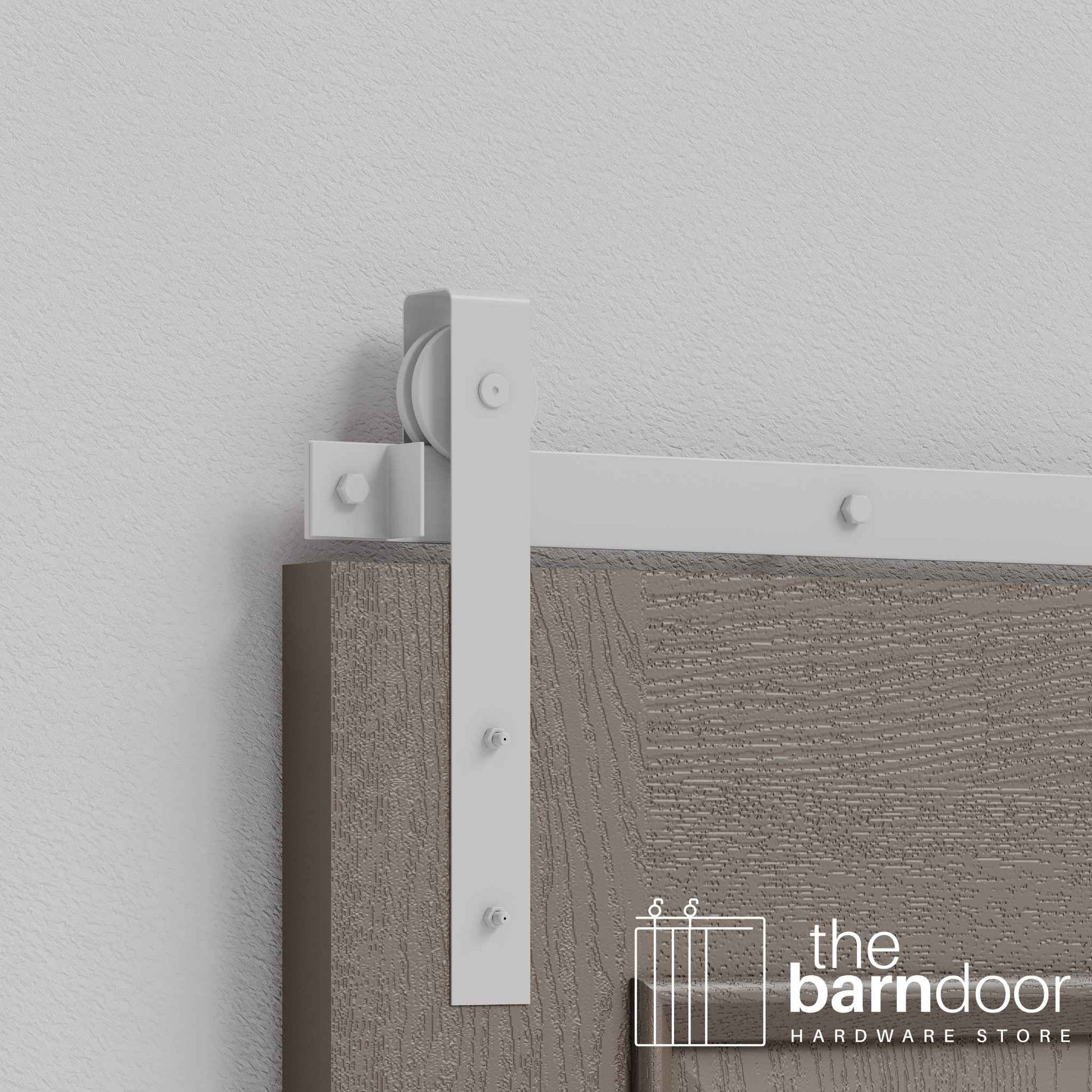 Rocket White J Strap Heavy Duty Single Track Barn Door Hardware