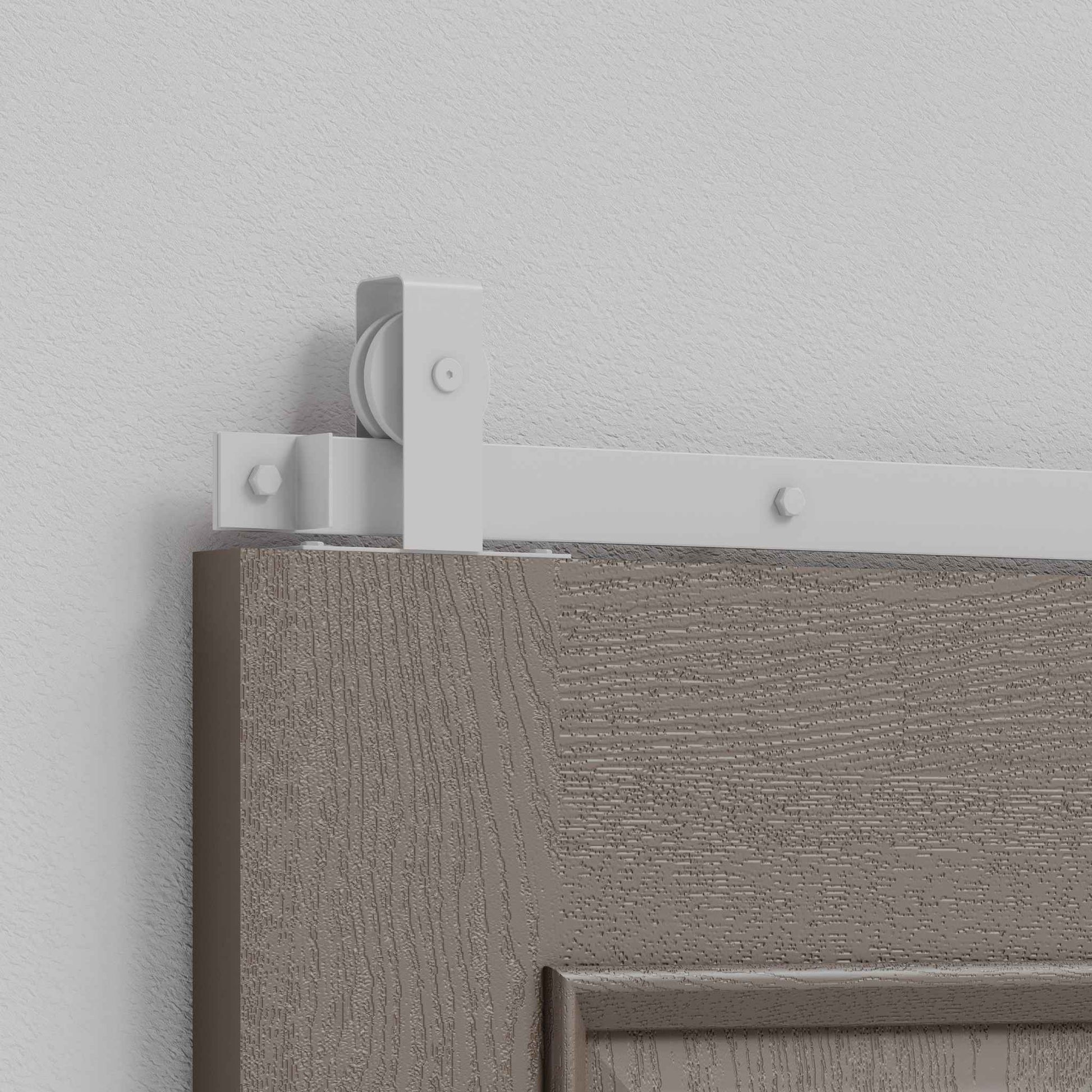 Rocket White J Strap Top Mount Heavy Duty Single Track Barn Door Hardware
