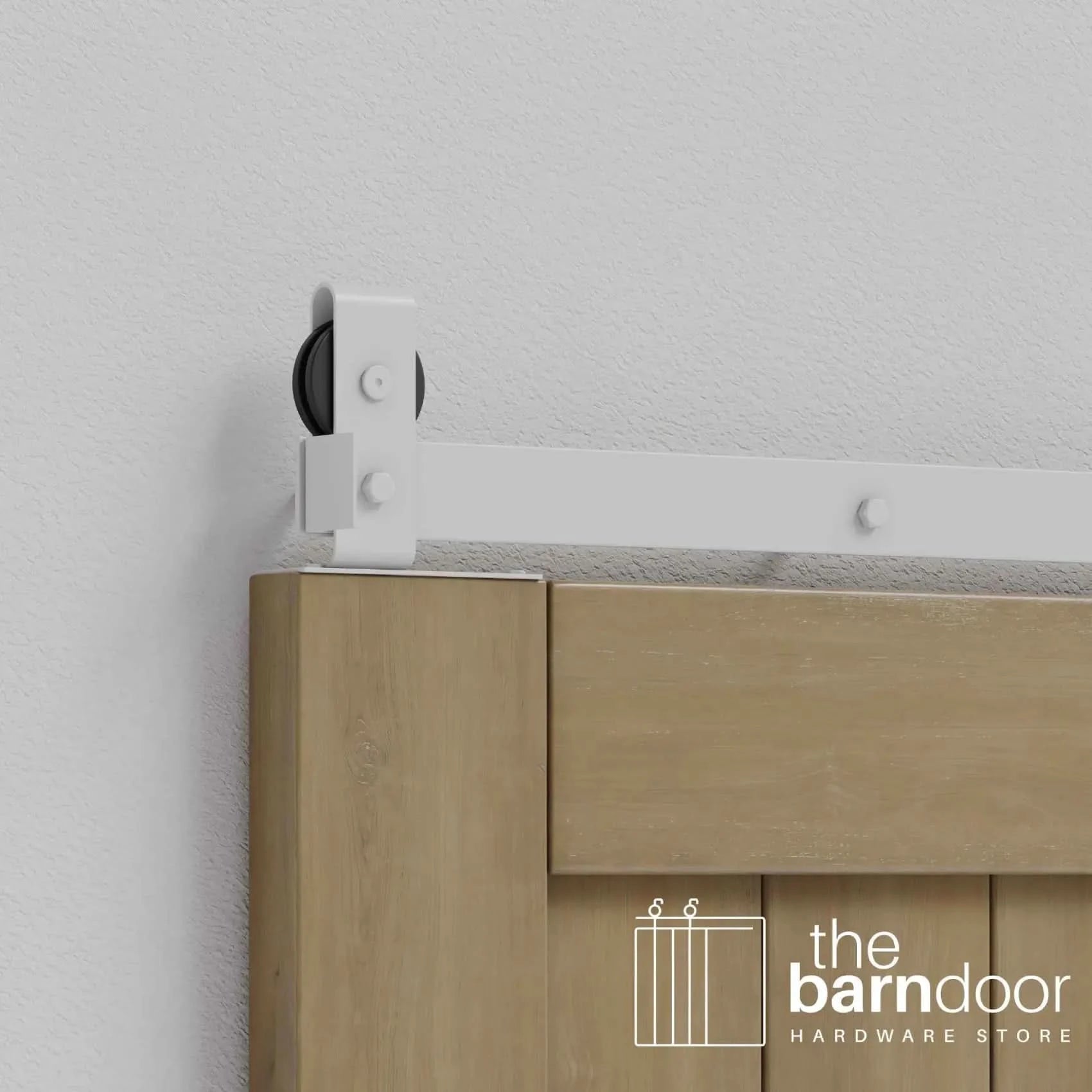 Rocket White J Top Mount Bifold Barn Door Hardware