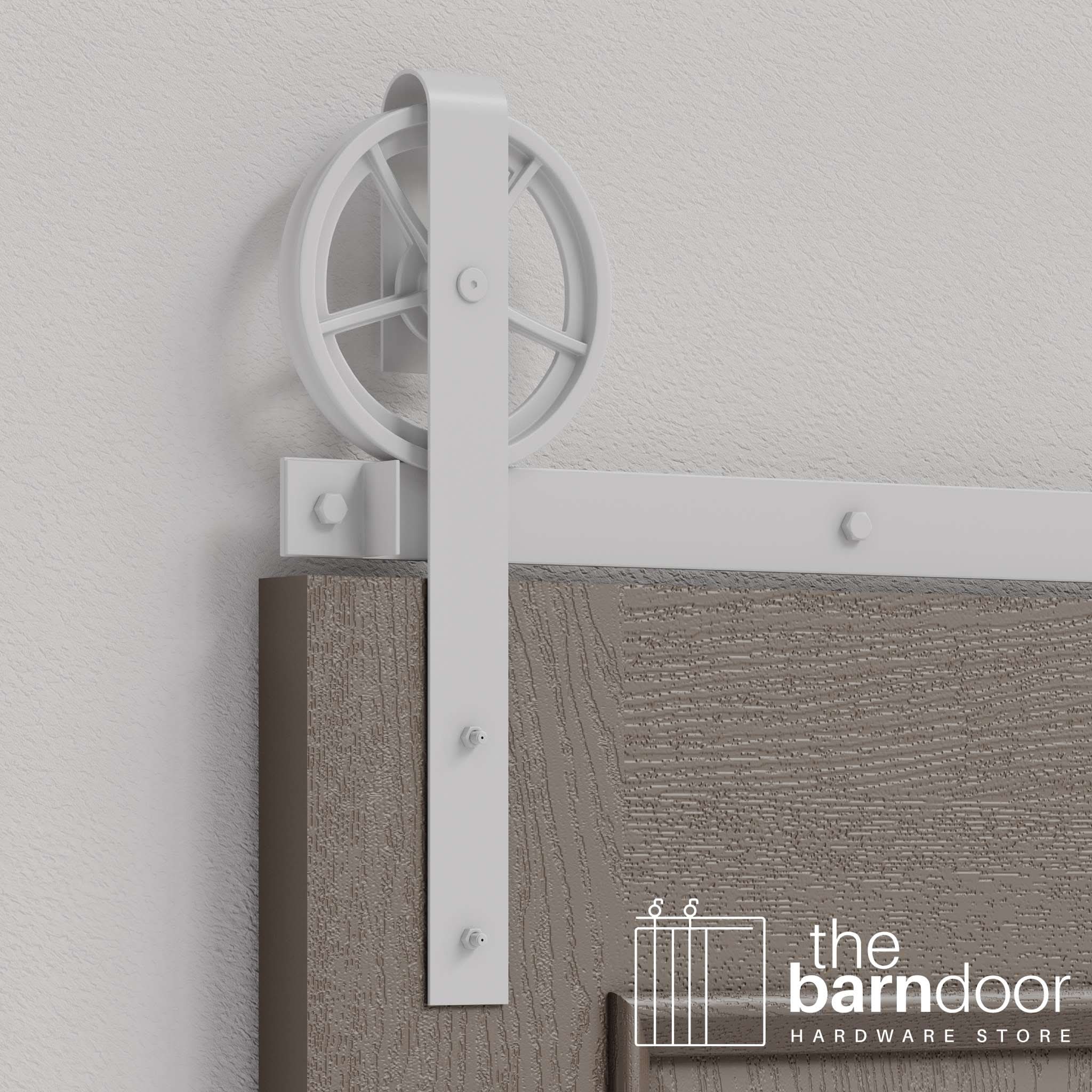 Rocket White Wagon Wheel Heavy Duty Single Track Barn Door Hardware