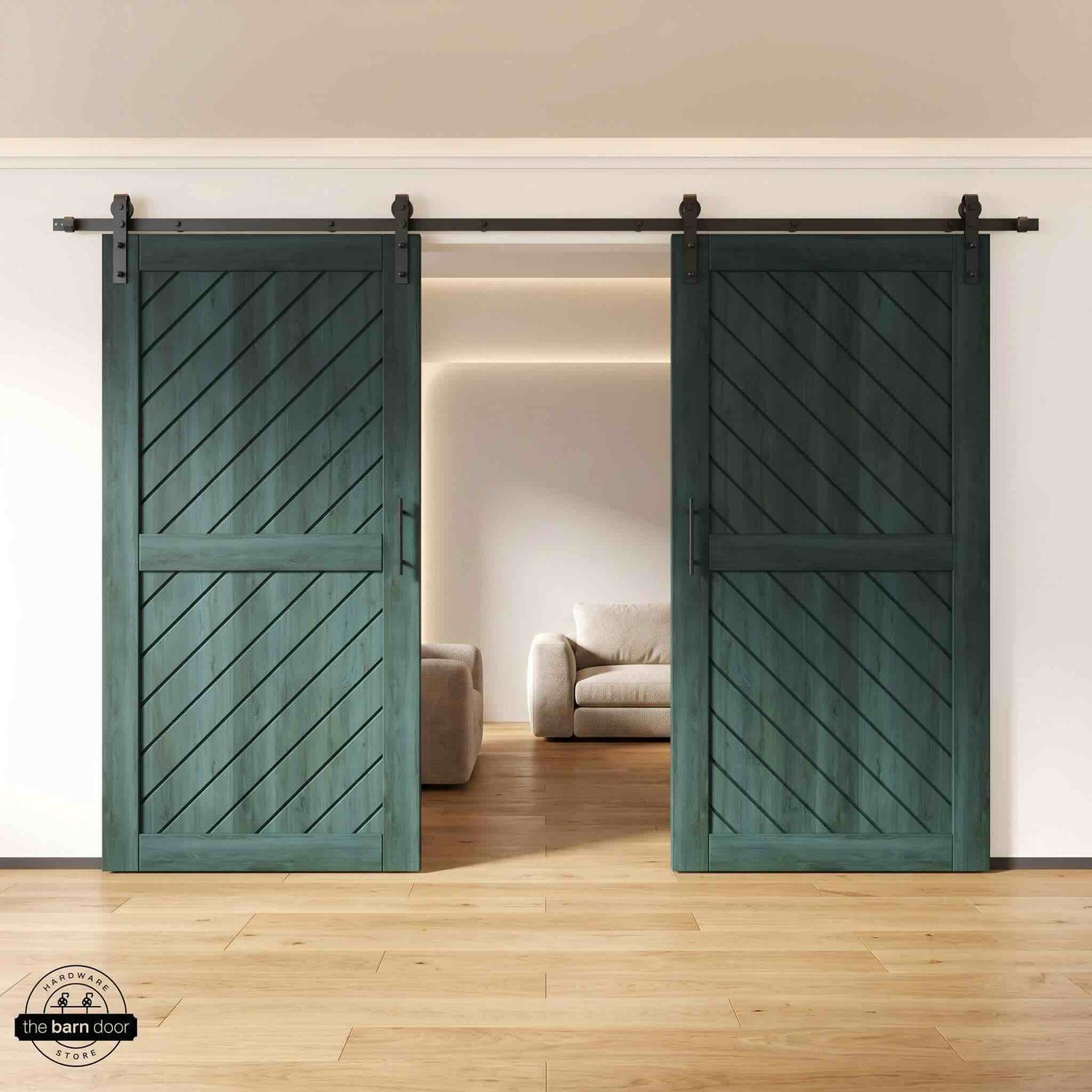 Royal Pine Slanted Double Barn Door