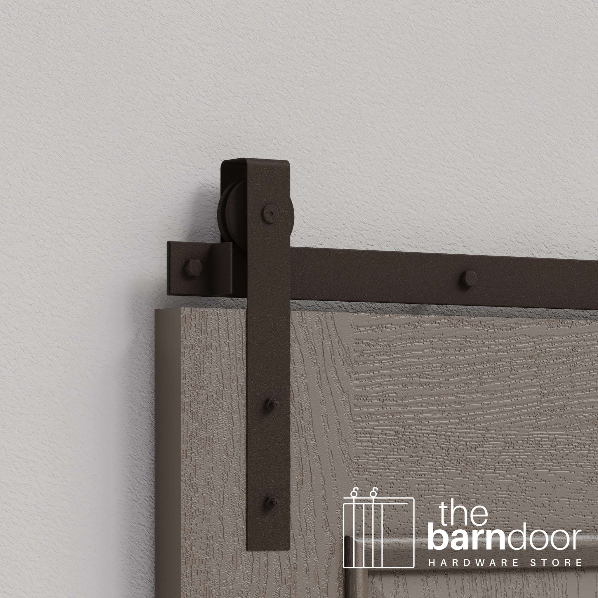 Rustic Brown Flat Top Strap Heavy Duty Single Track Barn Door Hardware