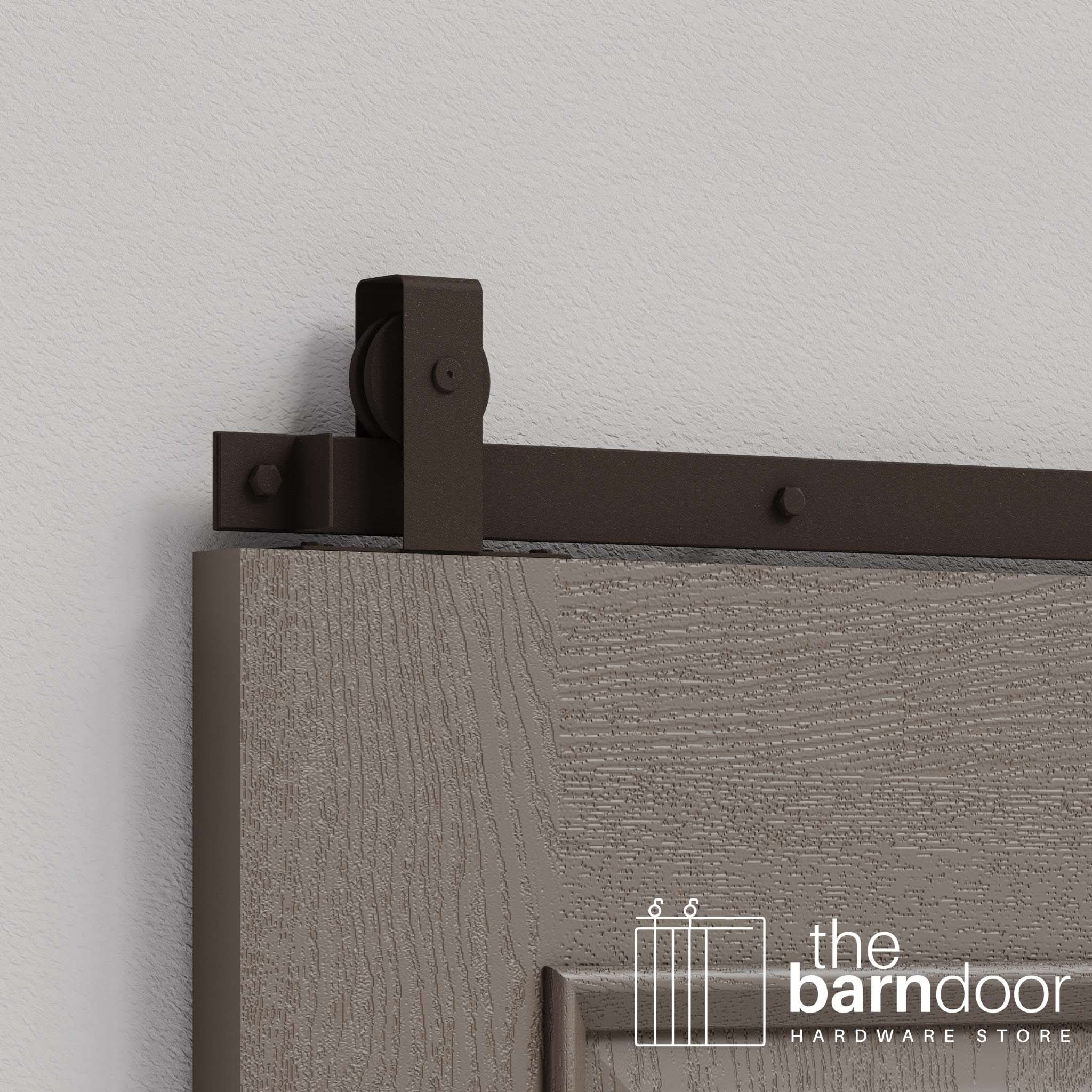 Rustic Brown Flat Top Top Mount Heavy Duty Single Track Barn Door Hardware