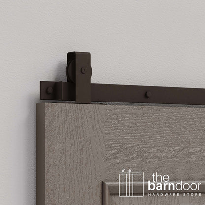 Rustic Brown Flat Top Top Mount Heavy Duty Single Track Barn Door Hardware