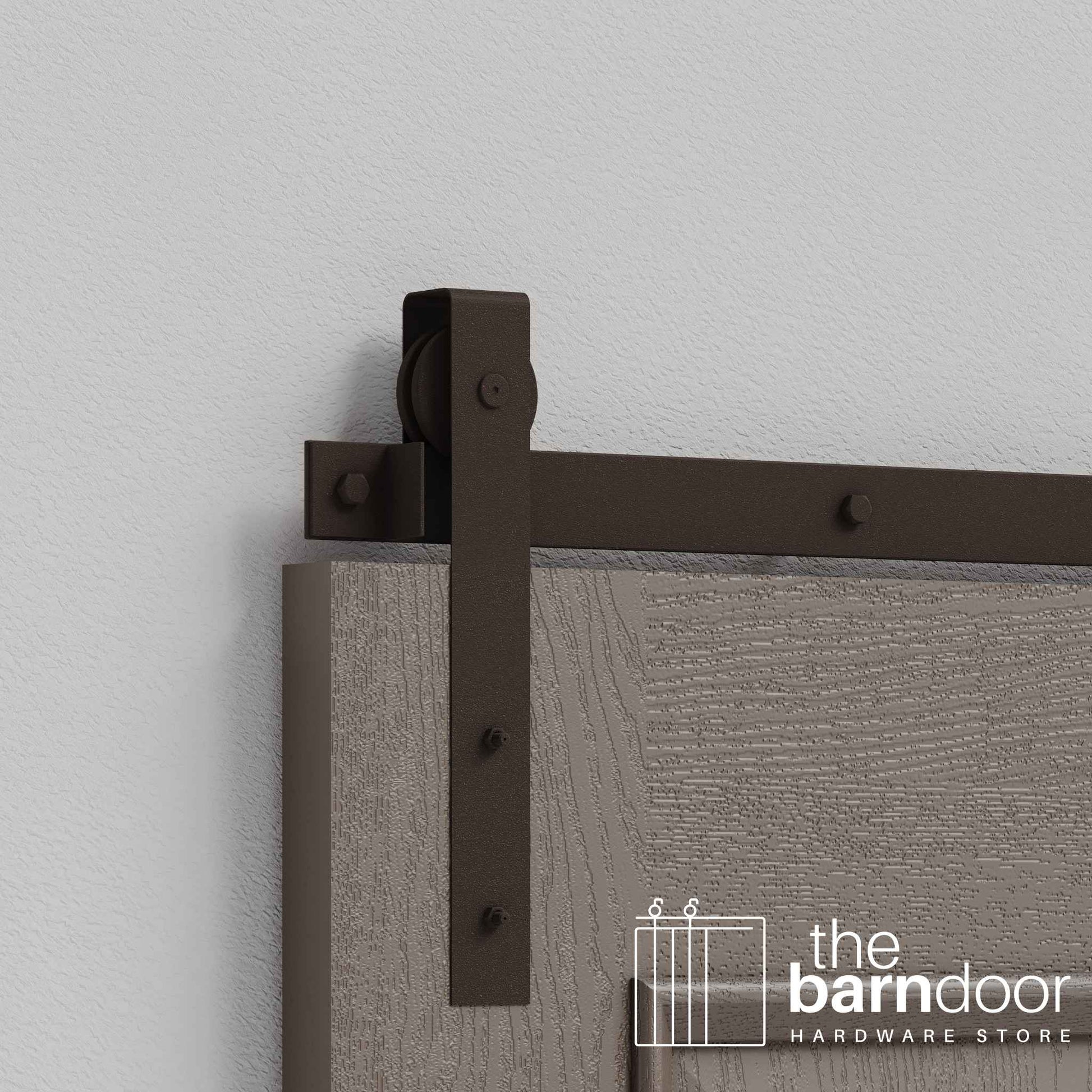Rustic Brown J Strap Heavy Duty Single Track Barn Door Hardware
