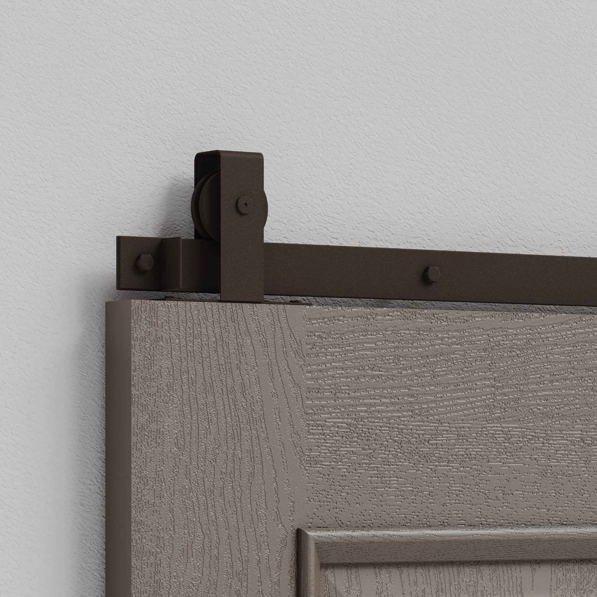 Rustic Brown J Strap Top Mount Heavy Duty Single Track Barn Door Hardware