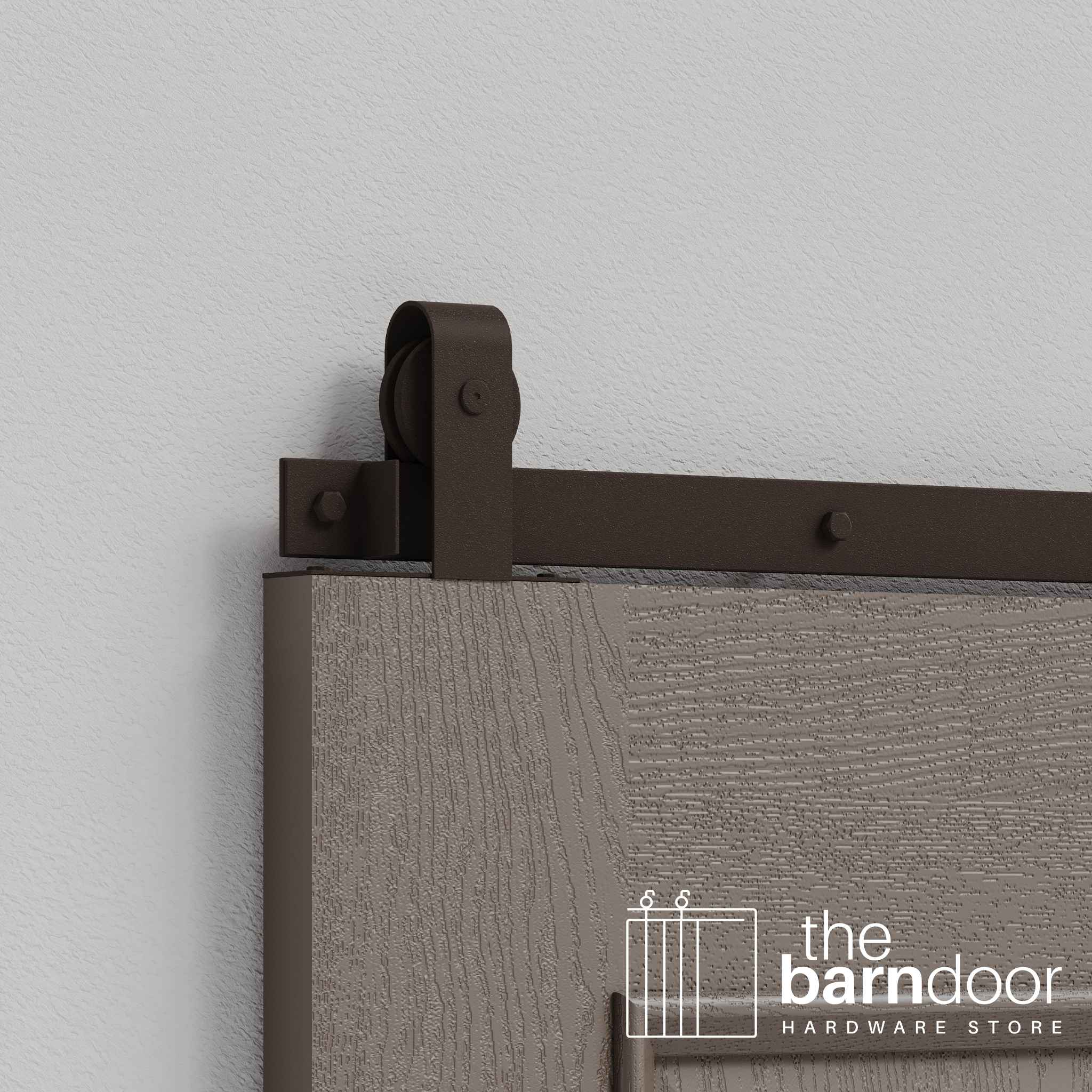 Rustic Brown J Strap Top Mount Heavy Duty Single Track Barn Door Hardware