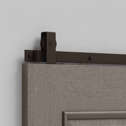 Rustic Brown J Strap Top Mount Heavy Duty Single Track Barn Door Hardware