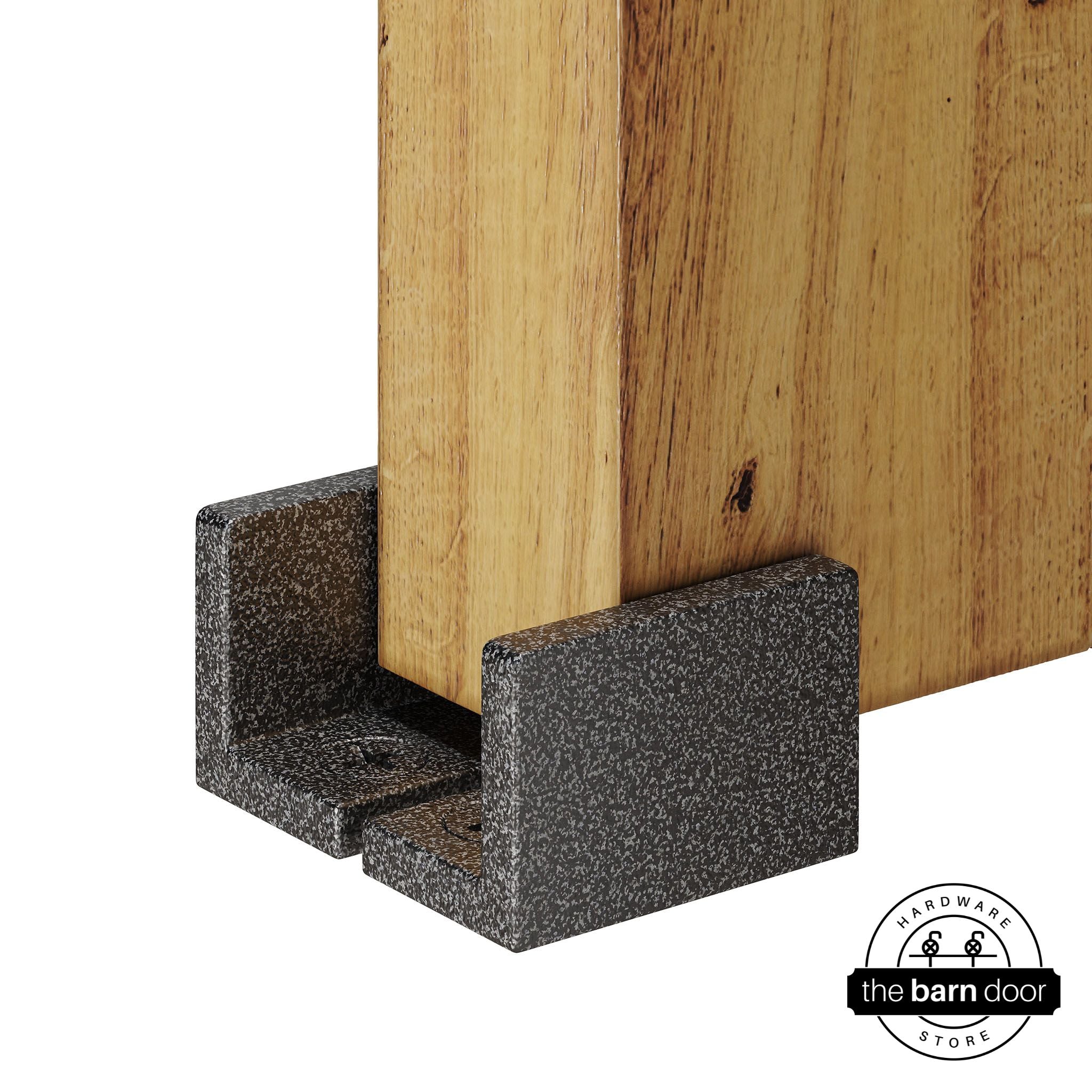 Silver vein barn door hardware adjustable u floor guide on a wooden door