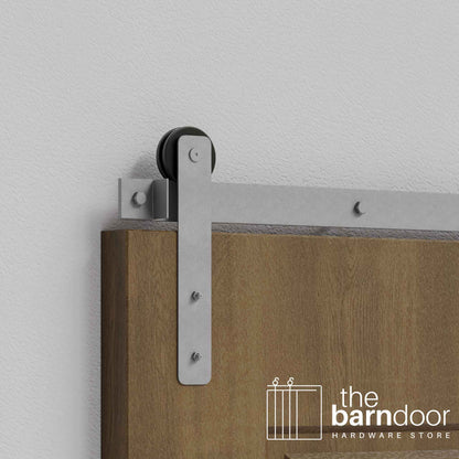 Silver Metallic Straight Strap Single Track Barn Door Hardware