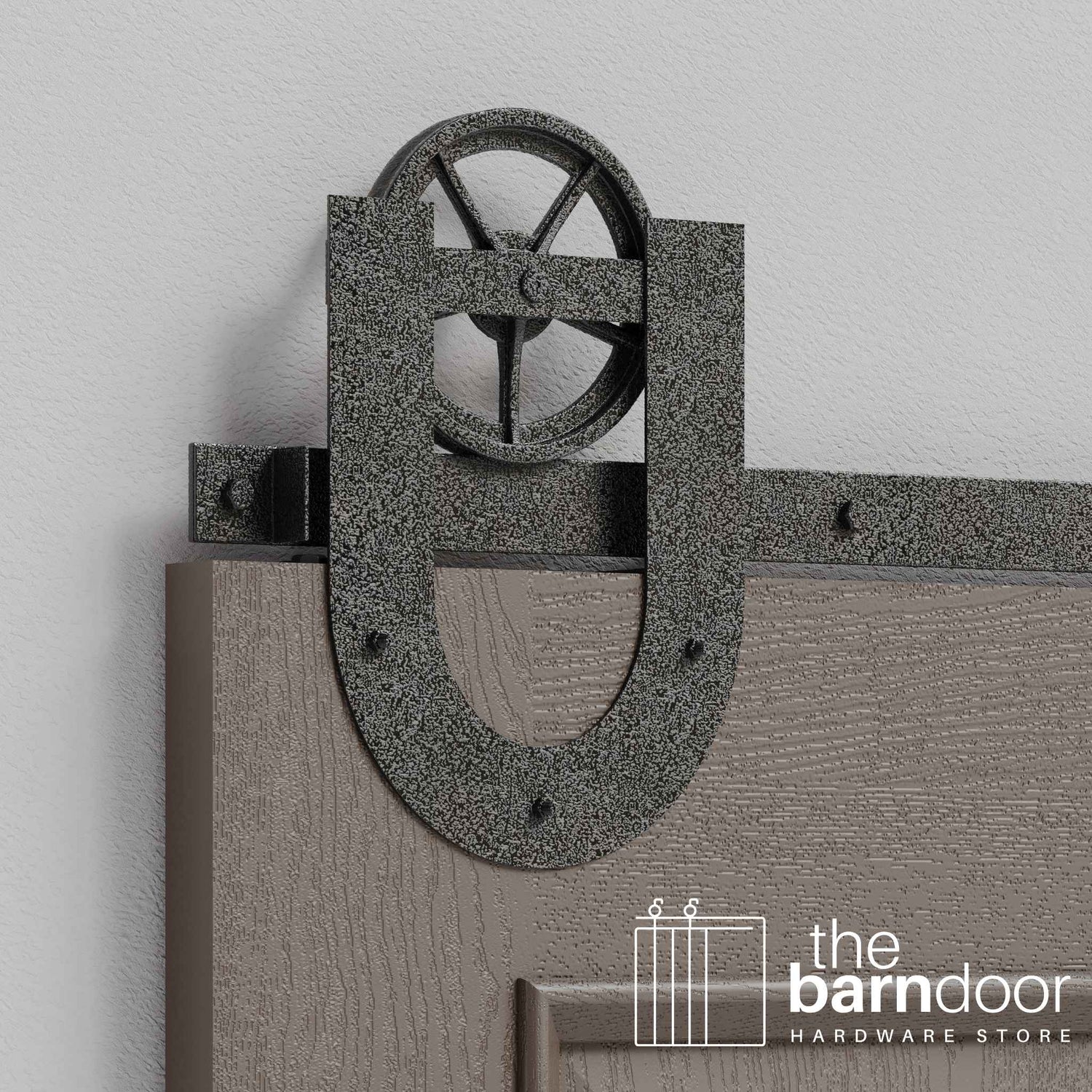 Silver Vein Horseshoe Wagon Wheel Heavy Duty Single Track Barn Door Hardware