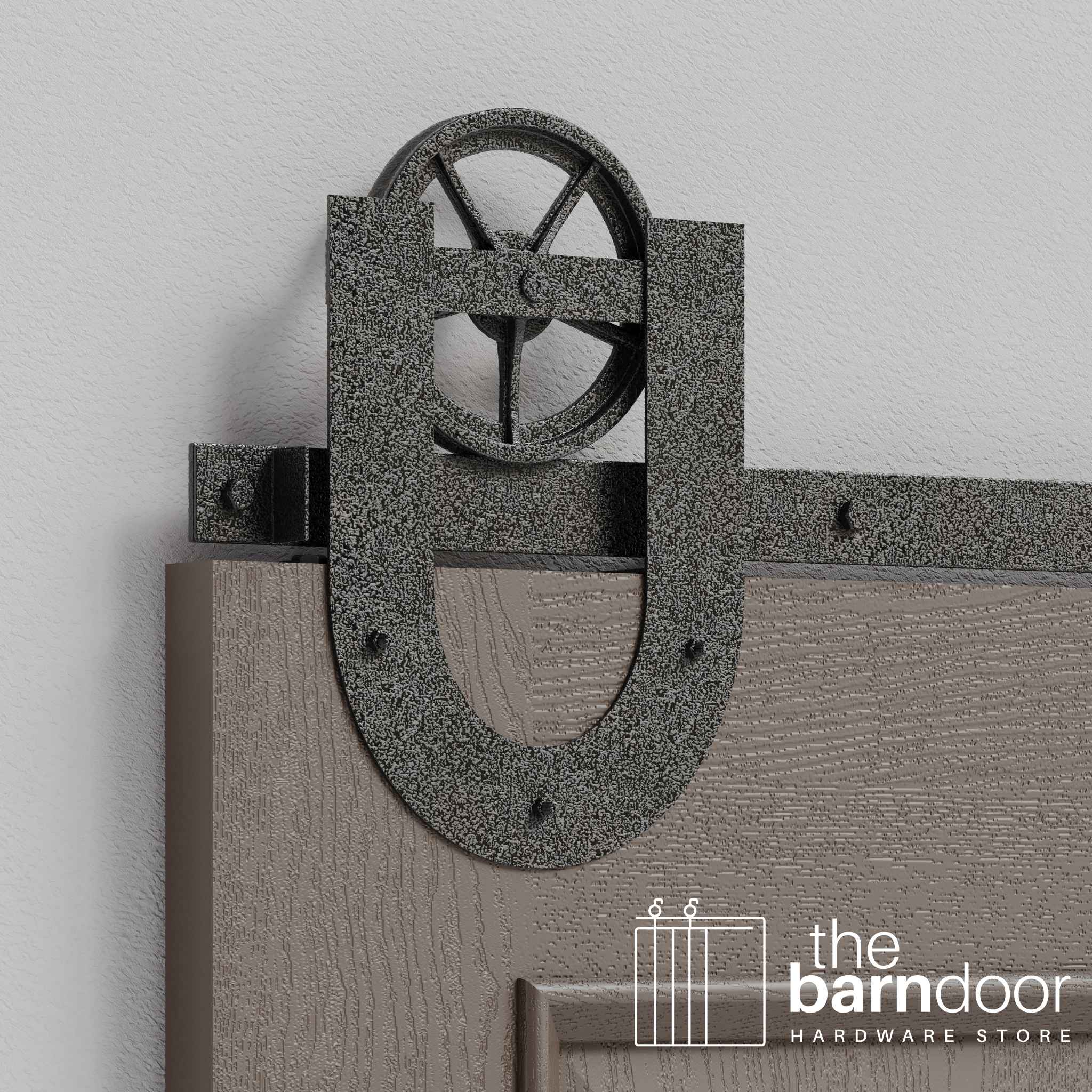 Silver Vein Horseshoe Wagon Wheel Heavy Duty Single Track Barn Door Hardware