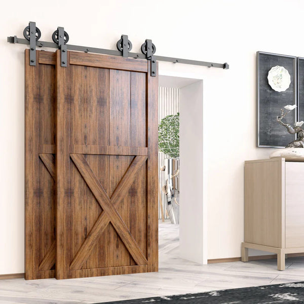 Spoke Wheel Single Track Bypass Barn Door Hardware