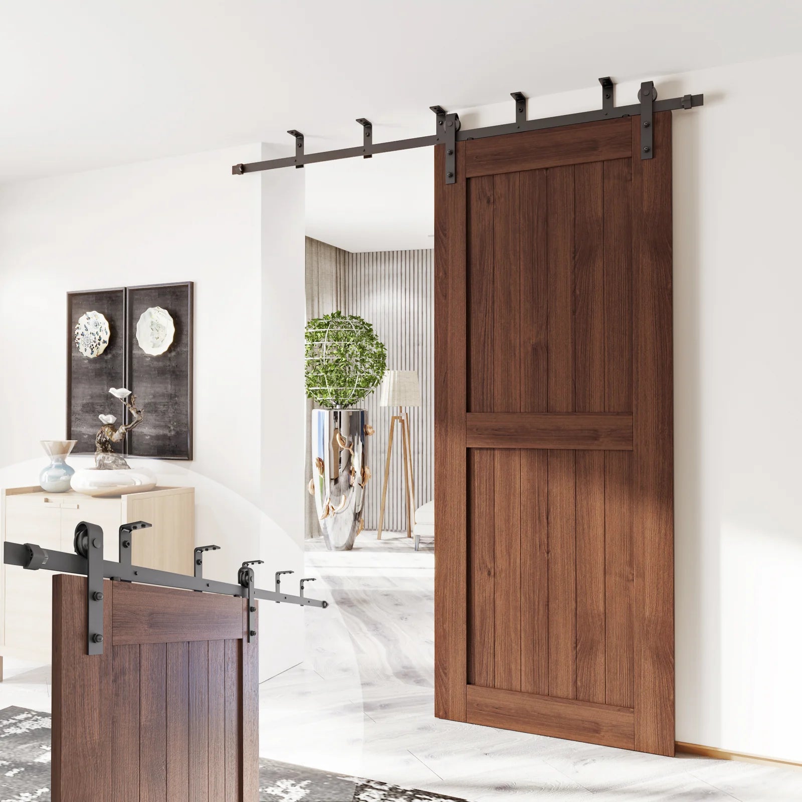 Ceiling Mount Black Rustic Classic Design Non Bypass Single Track One Door Hardware Kit Door Not Included Homacer Track Length 72 in