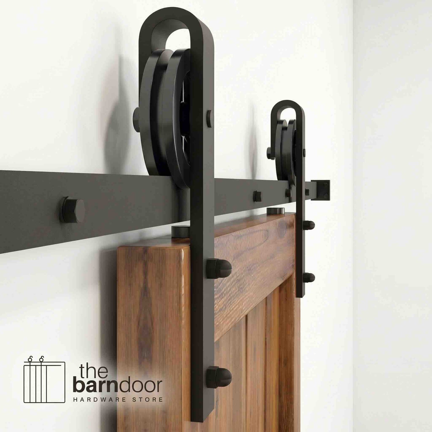 Black Spoke Wheel Barn Door Hardware Kit