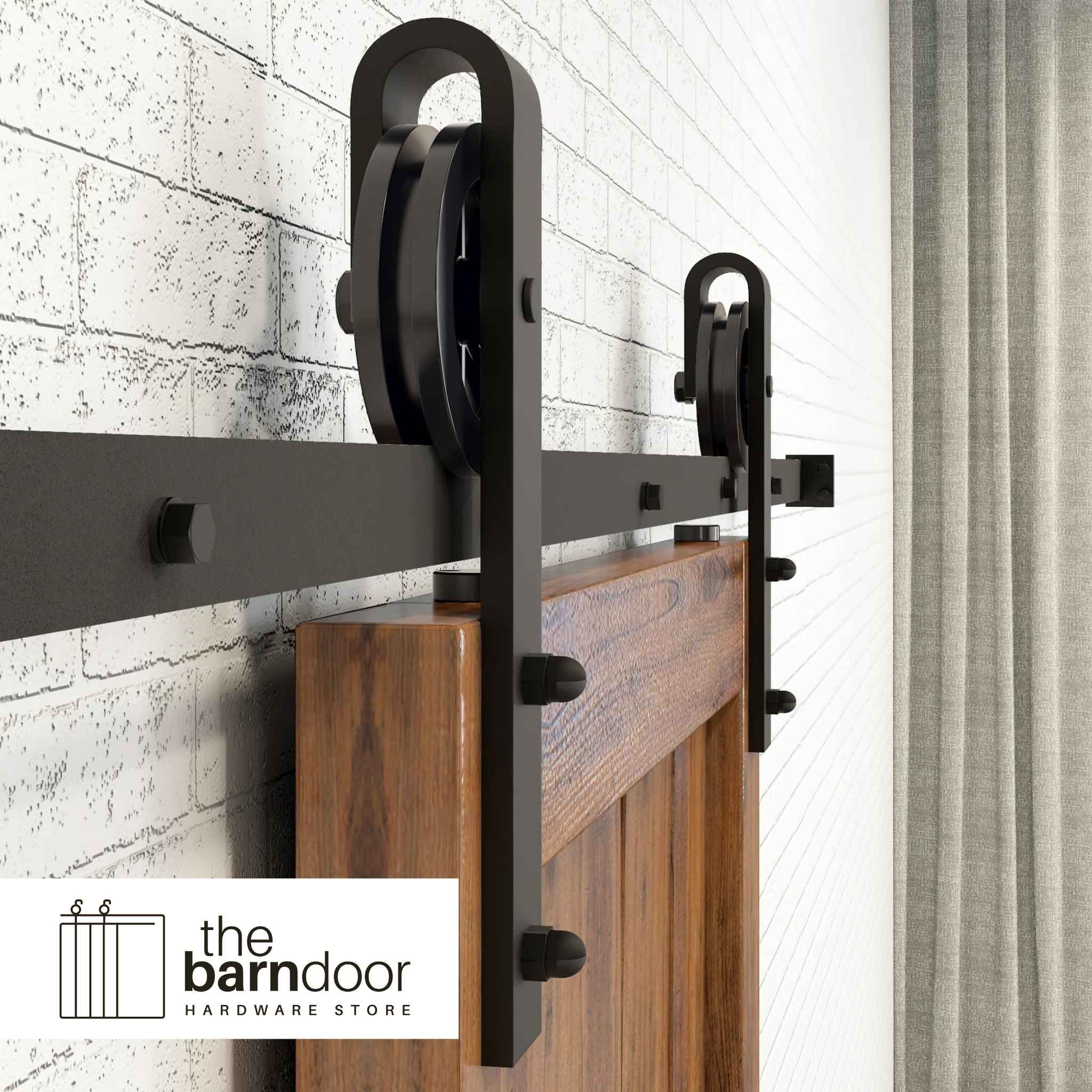 Black Spoke Wheel Barn Door Hardware Kit