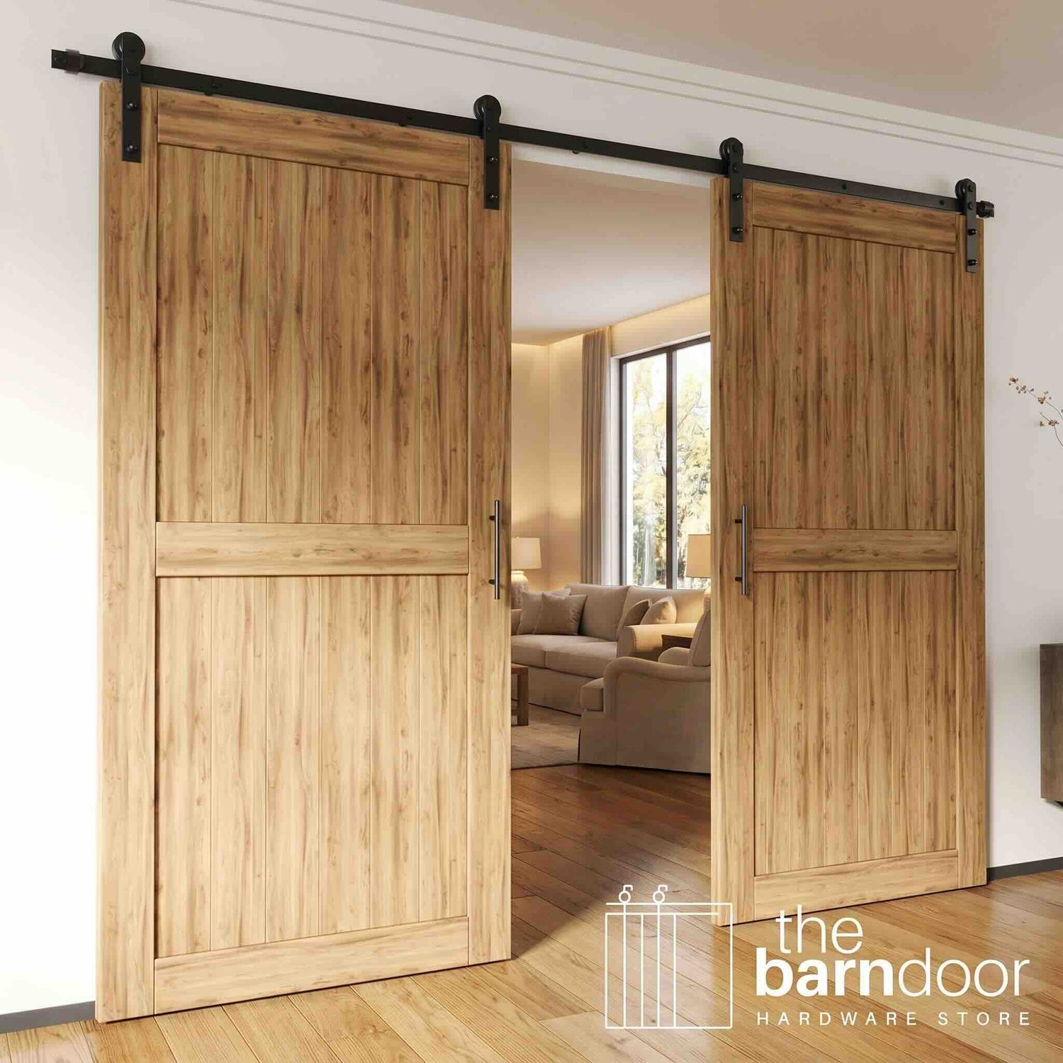 Black Straight Barn Door Hardware Kit