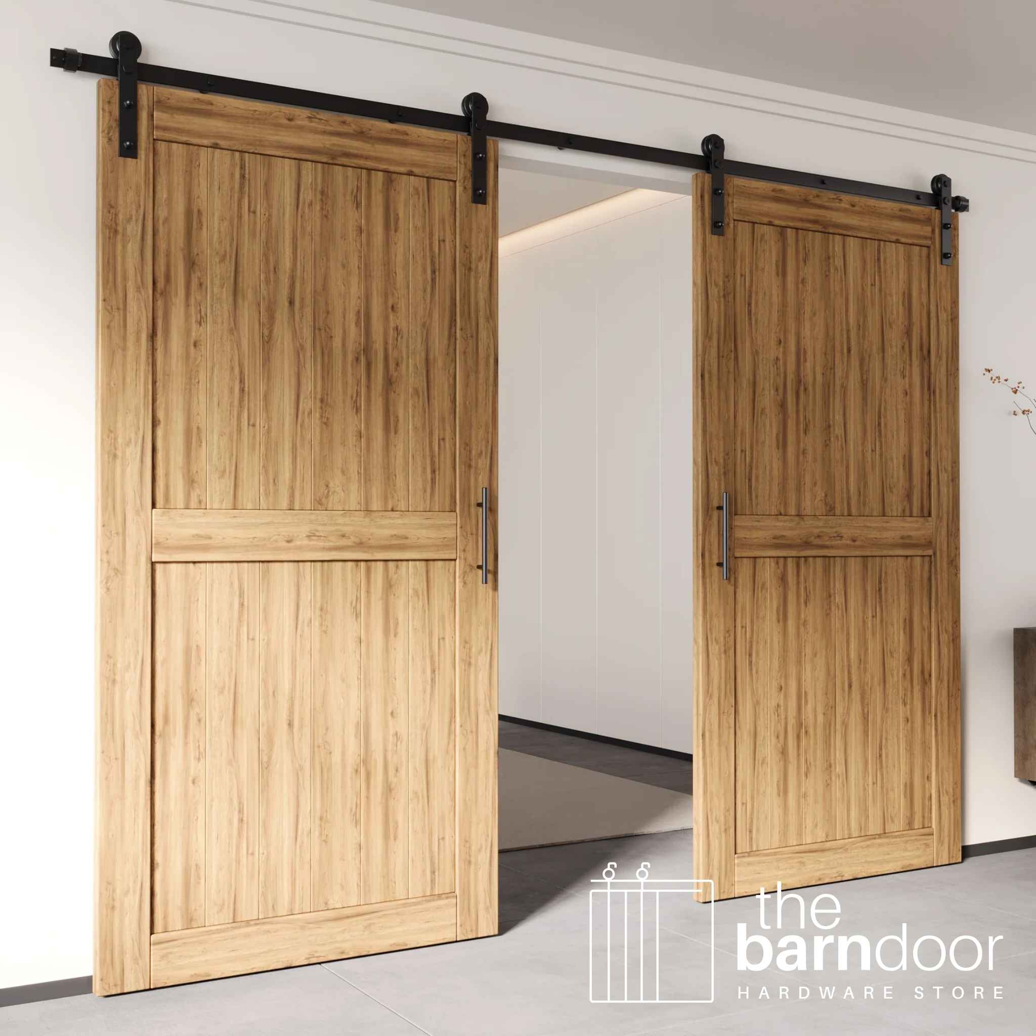 Black Straight Barn Door Hardware Kit