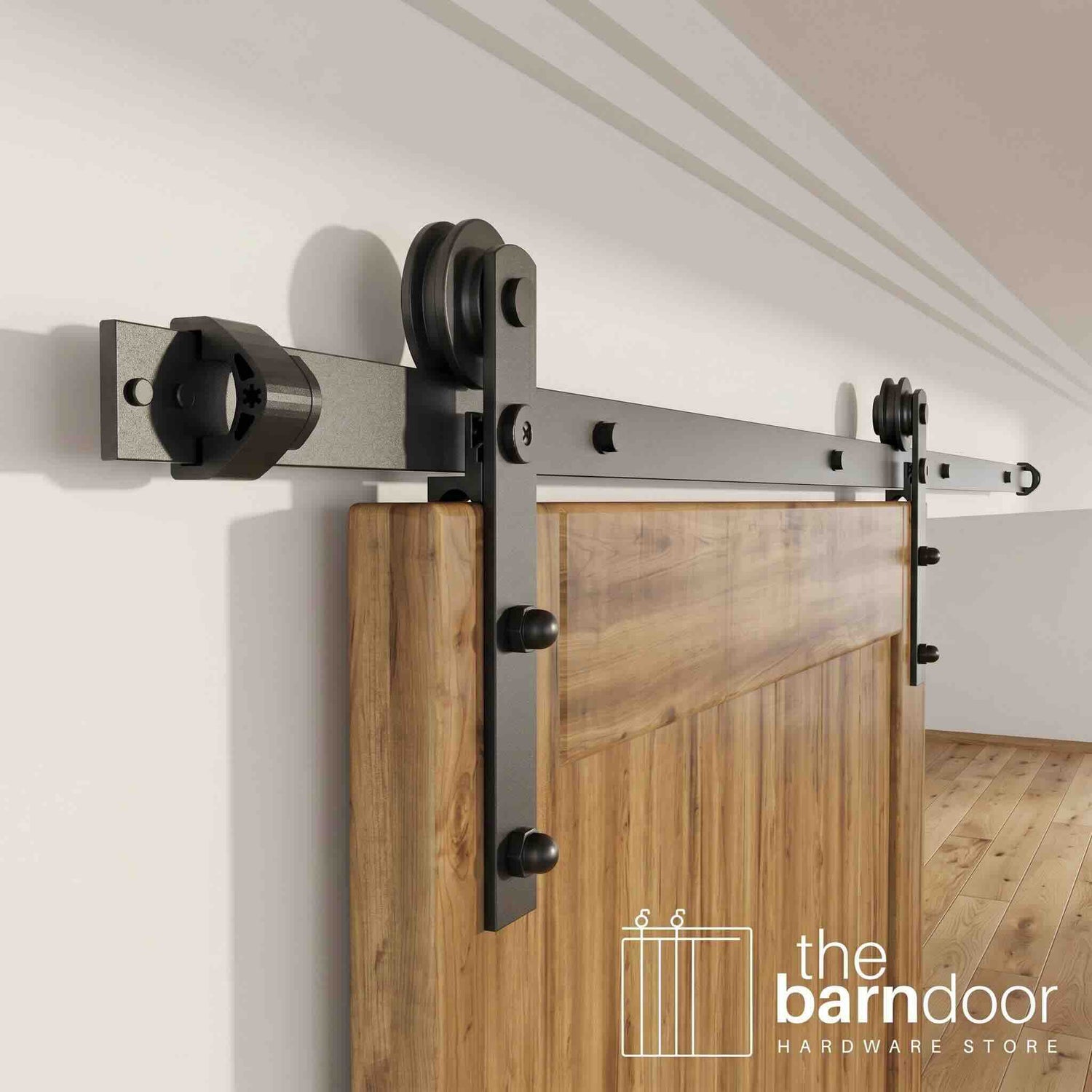 Black Straight Barn Door Hardware Kit