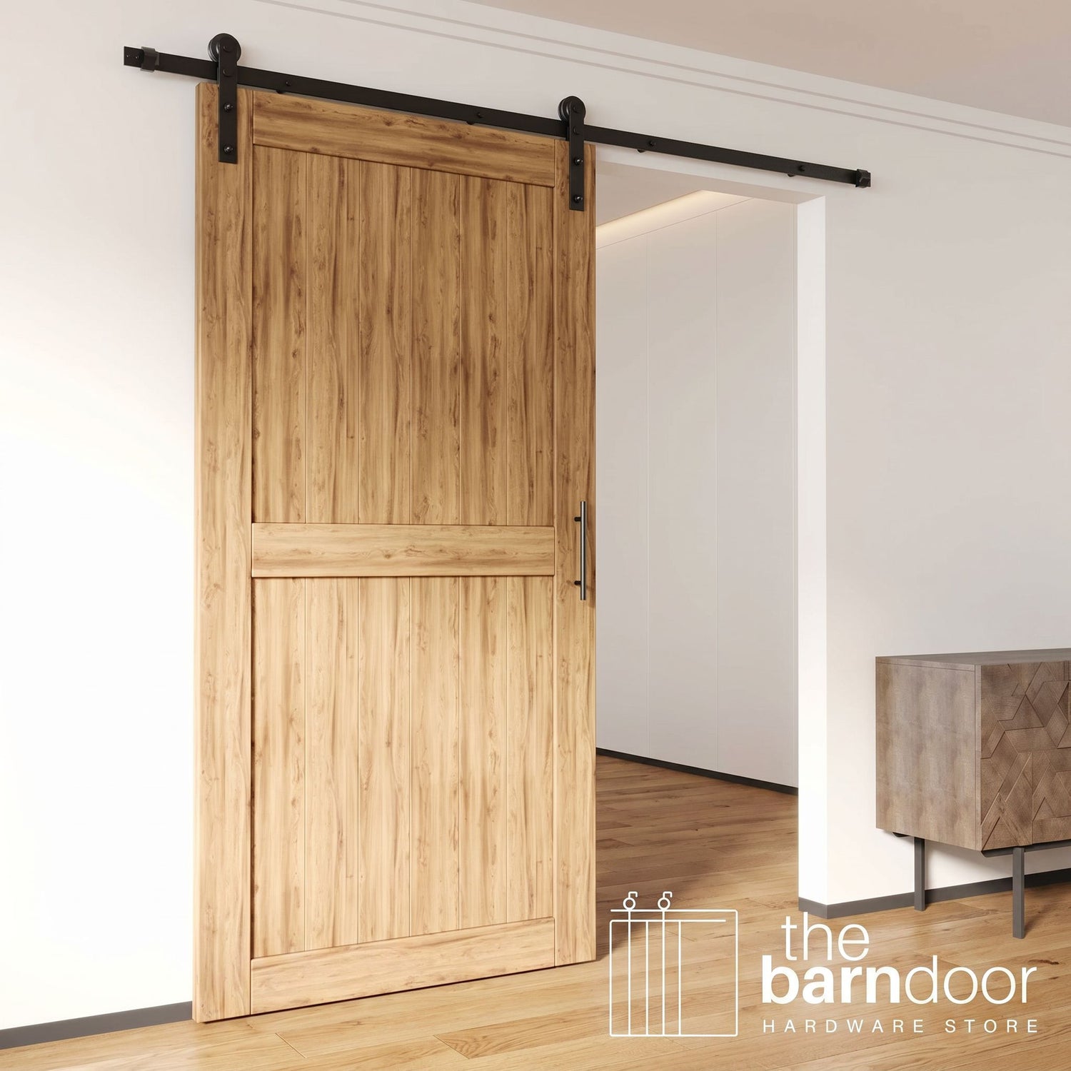 Black Straight Barn Door Hardware Kit