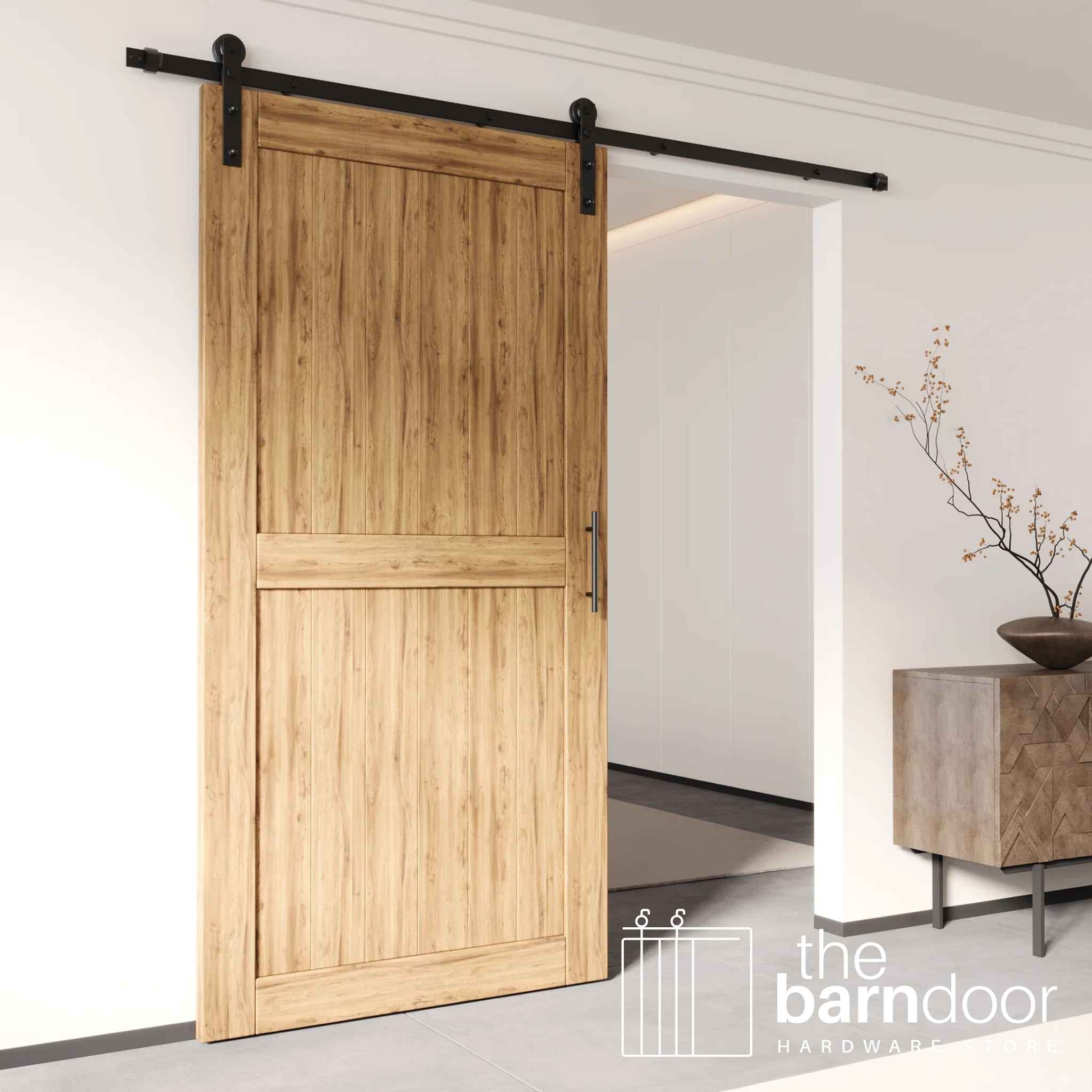 Black Straight Barn Door Hardware Kit